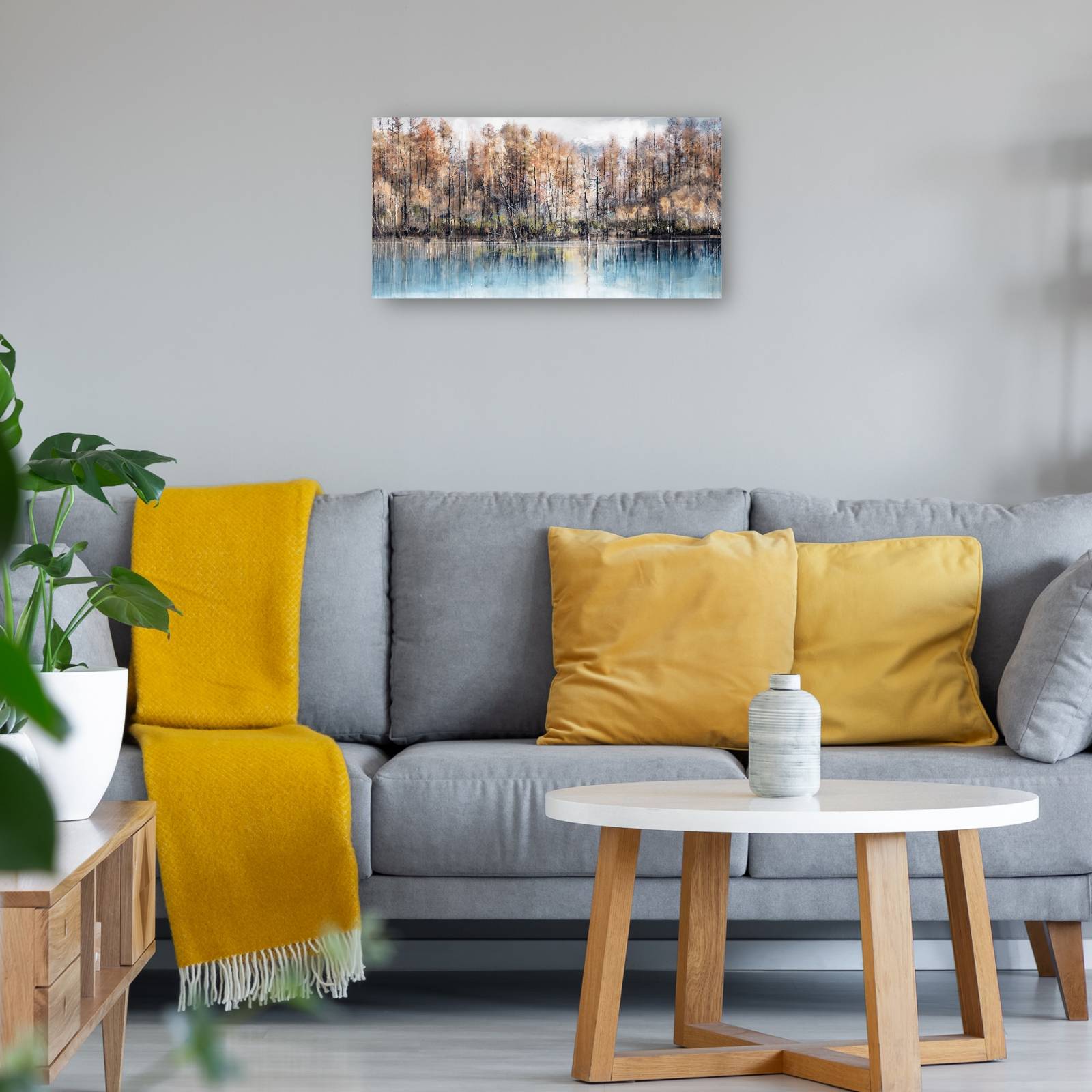Cuadro Decorativo - árboles del lago 53 cm x 102 cm