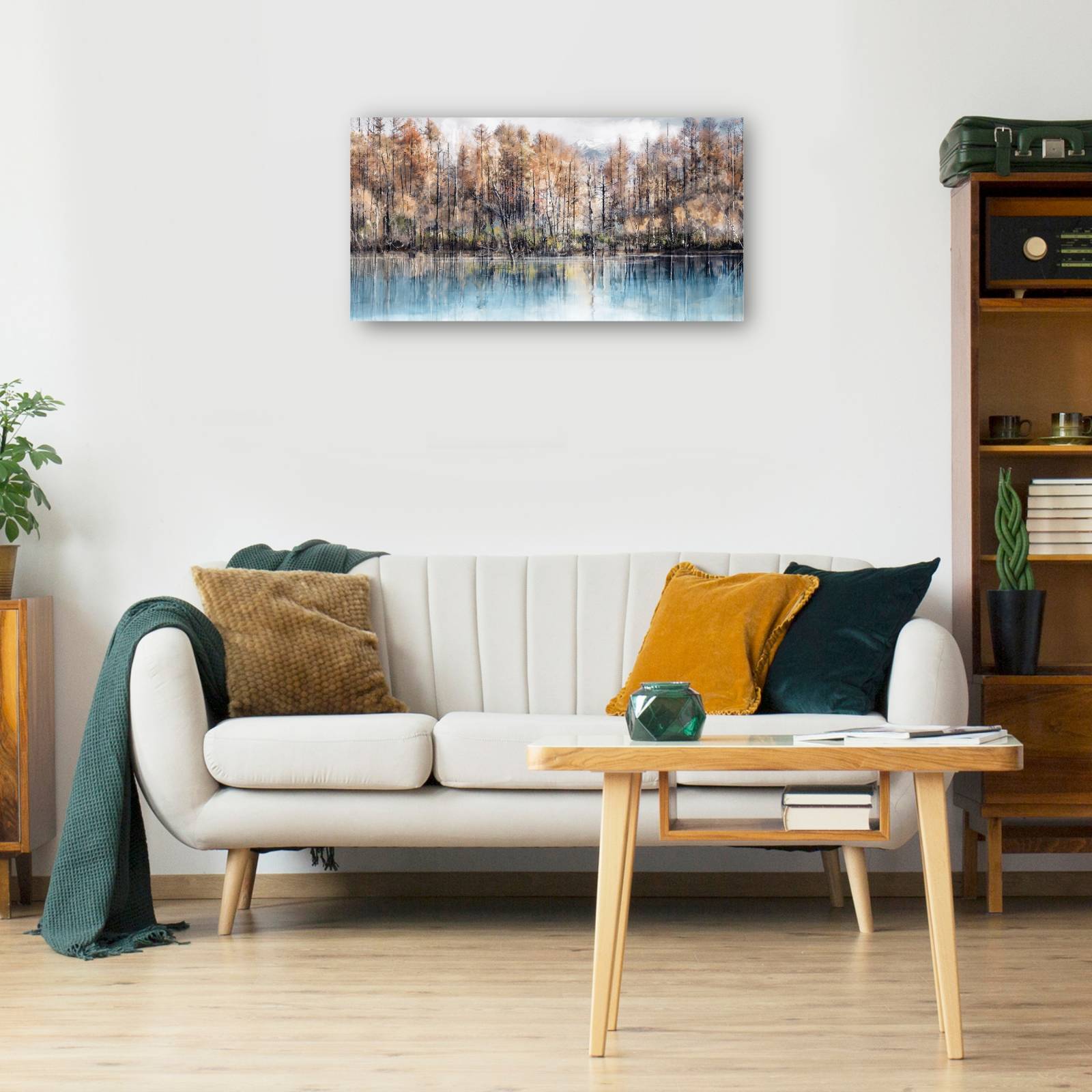 Cuadro Decorativo - árboles del lago 53 cm x 102 cm