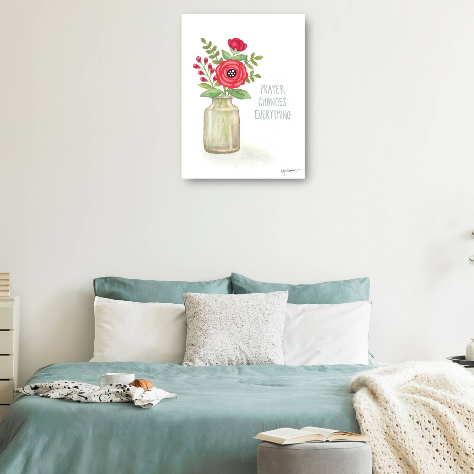 Cuadro Decorativo Flores rojas Esta bien 38 cm x 51 cm