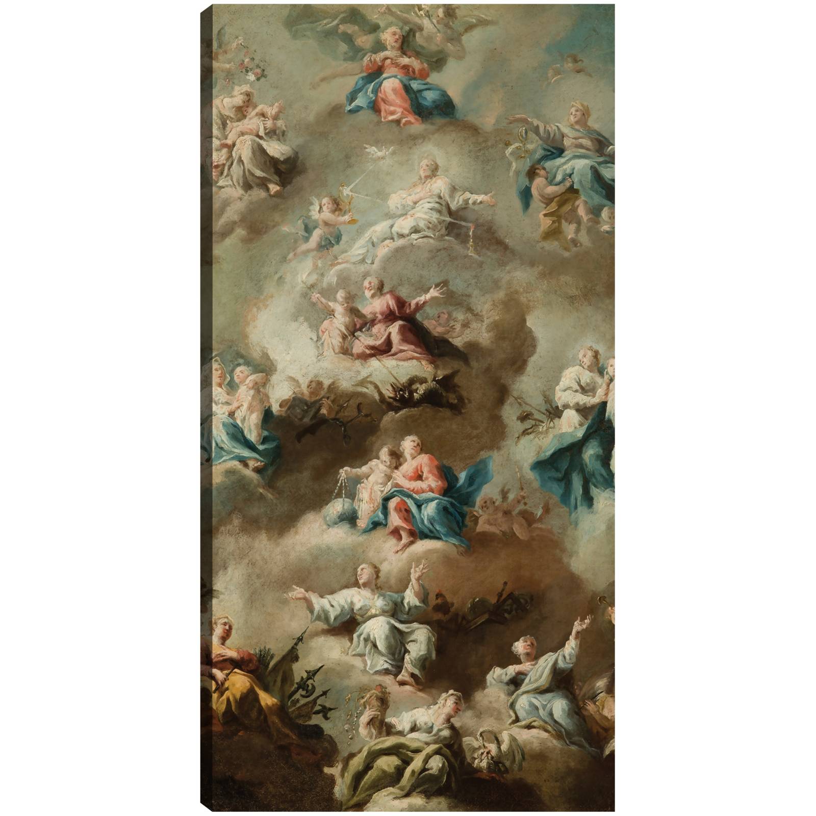 Cuadro Decorativo Escena Religiosa Alegorica con la Virgen Maria 46 cm x 89 cm