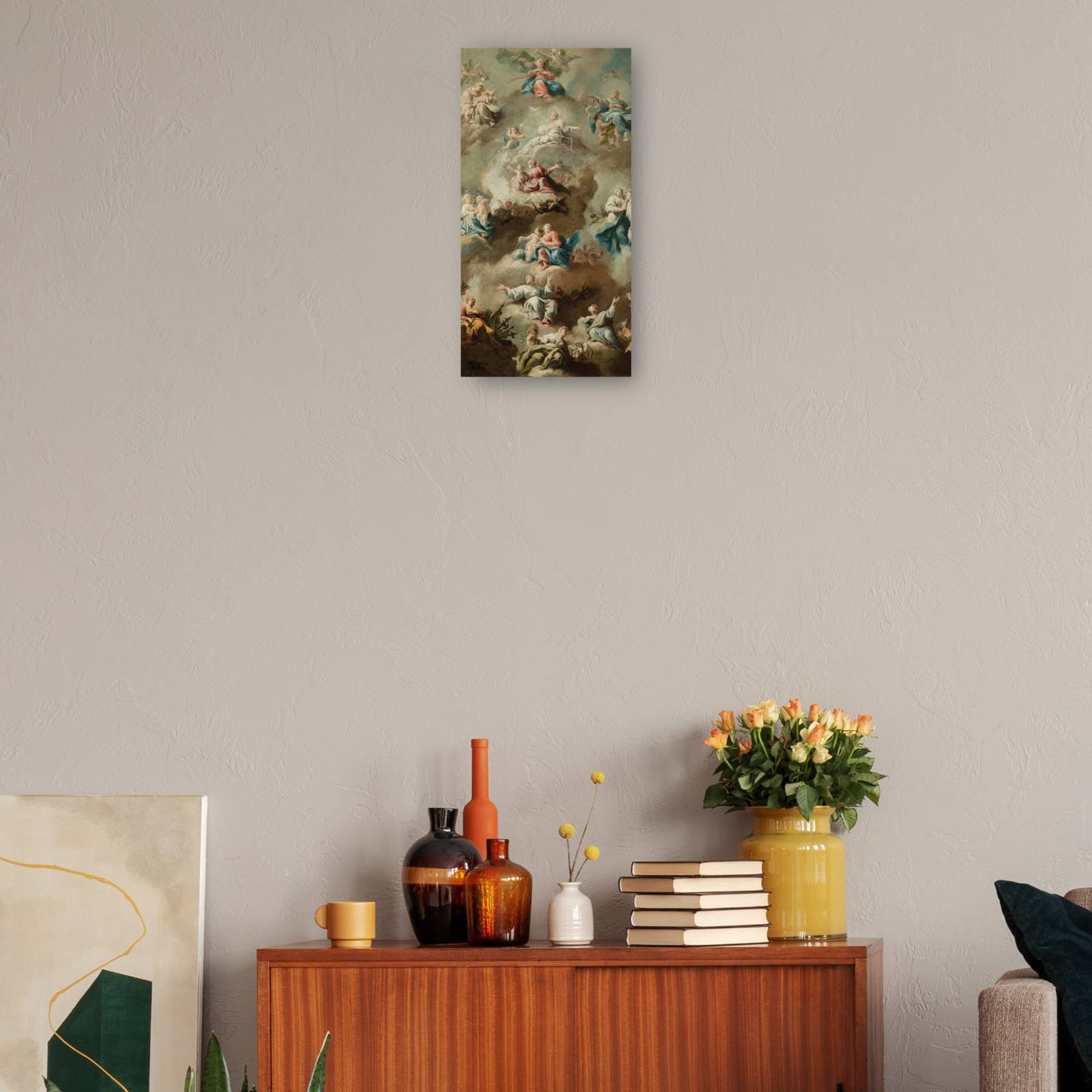 Cuadro Decorativo Escena Religiosa Alegorica con la Virgen Maria 46 cm x 89 cm