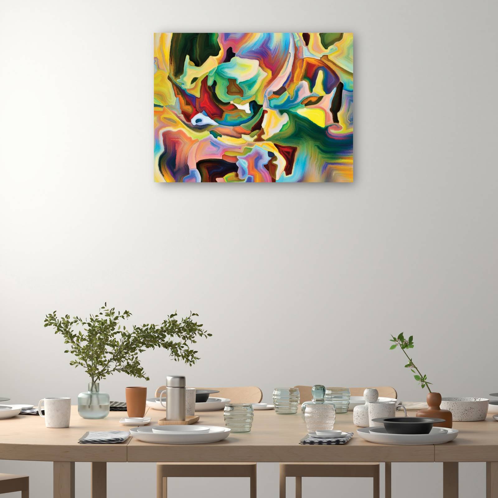 Cuadro Decorativo Formas verdes y azules dentro 51 cm x 38 cm