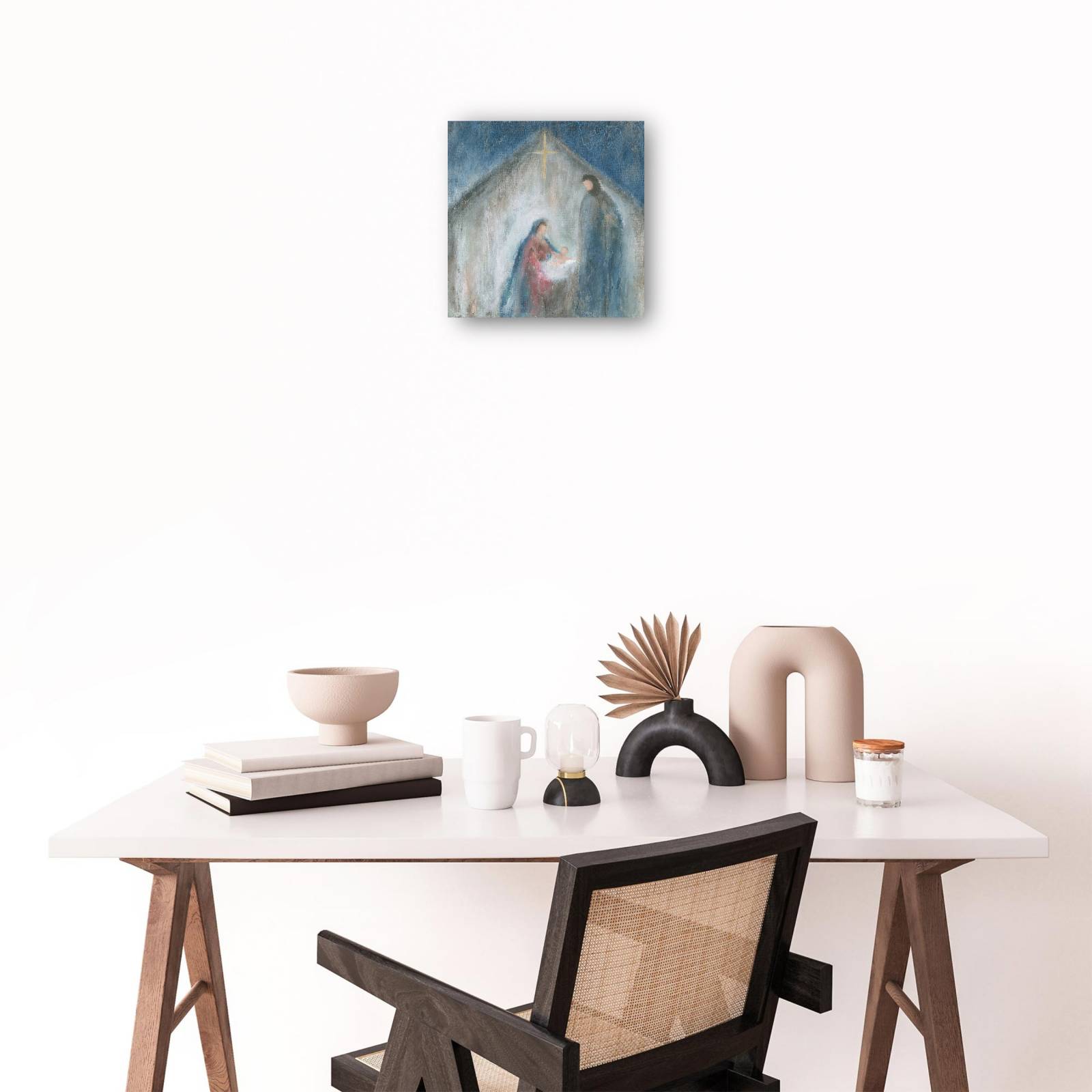 Cuadro Decorativo Pesebre Amen Navidad 36 cm x 36 cm