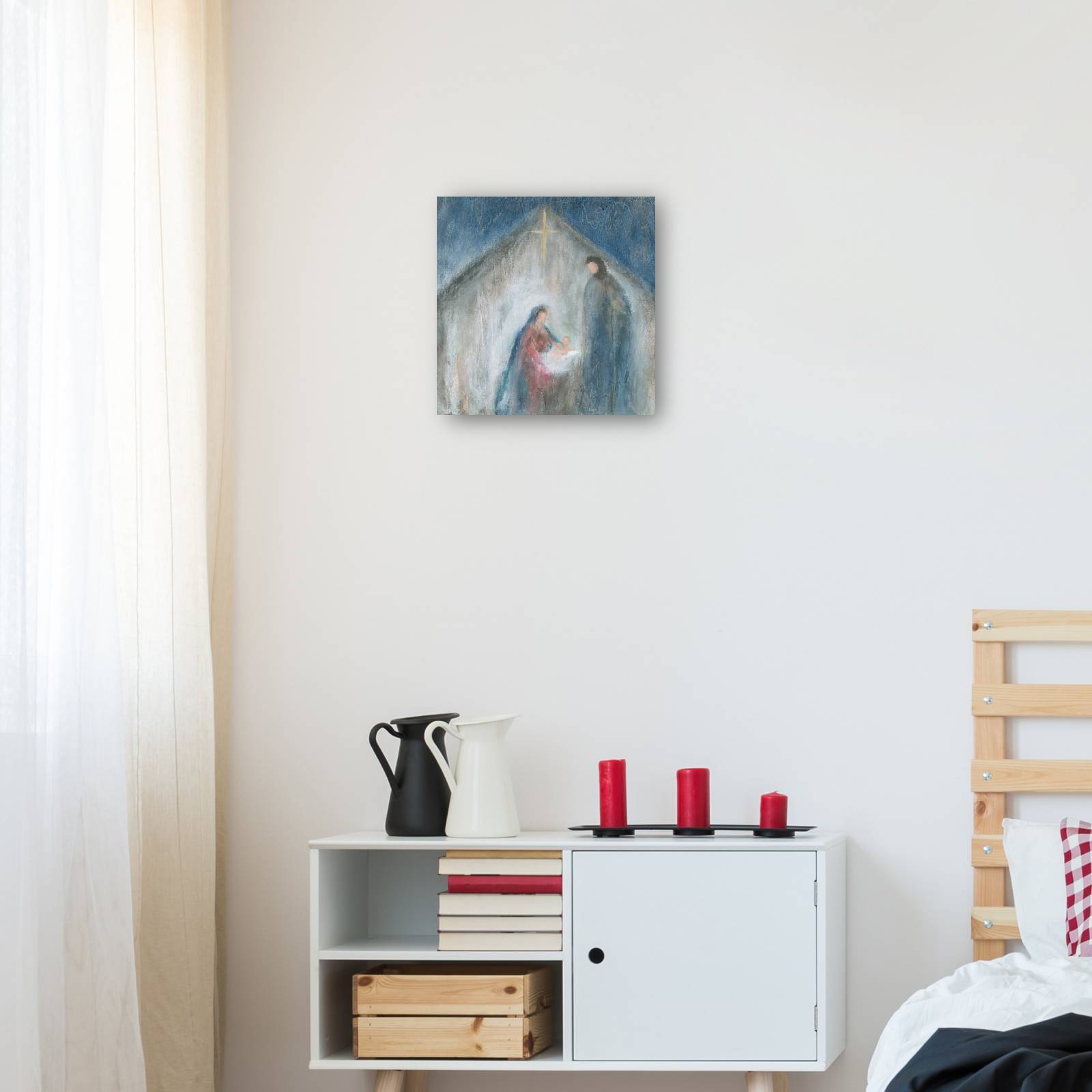 Cuadro Decorativo Pesebre Amen Navidad 36 cm x 36 cm