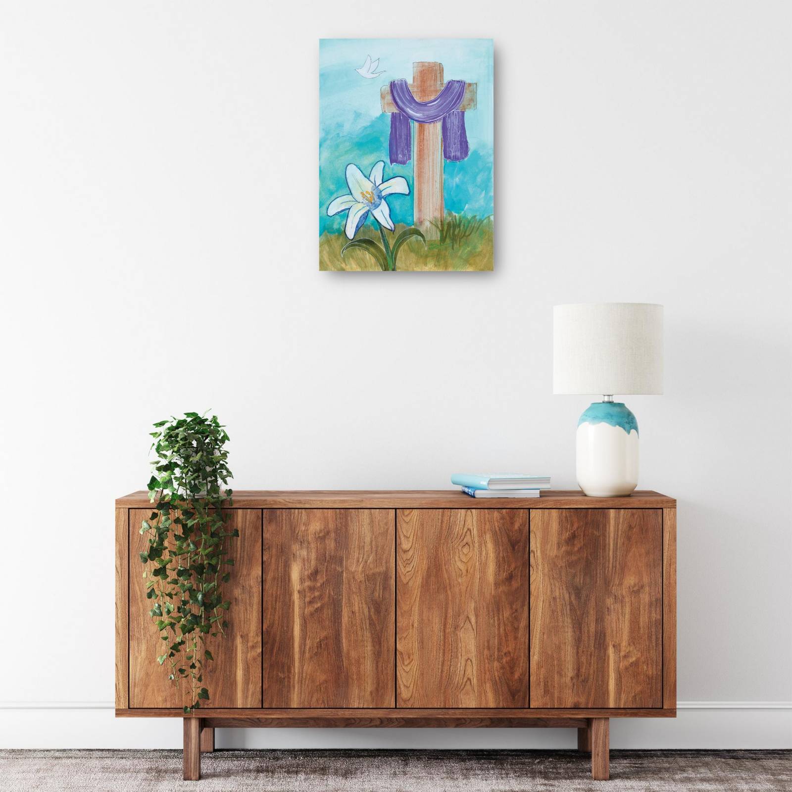 Cuadro Decorativo Cruz y paloma 30 cm x 41 cm