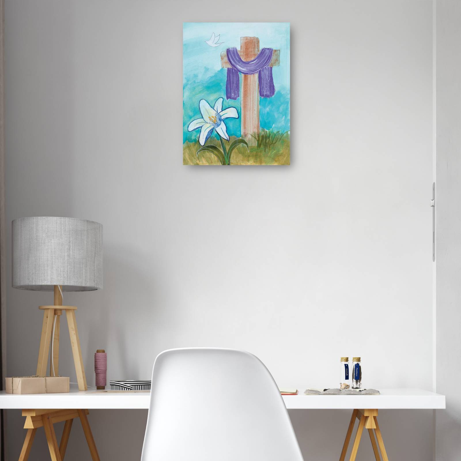 Cuadro Decorativo Cruz y paloma 38 cm x 51 cm