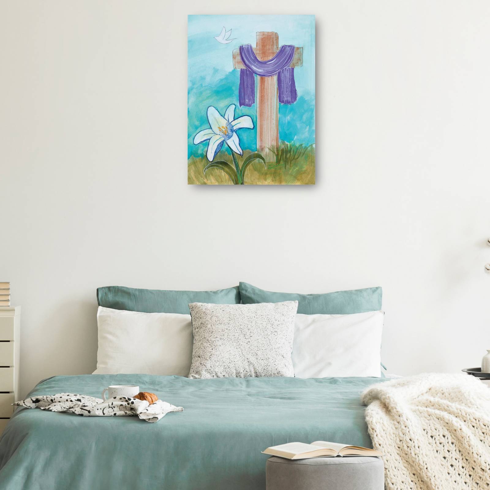 Cuadro Decorativo Cruz y paloma 38 cm x 51 cm