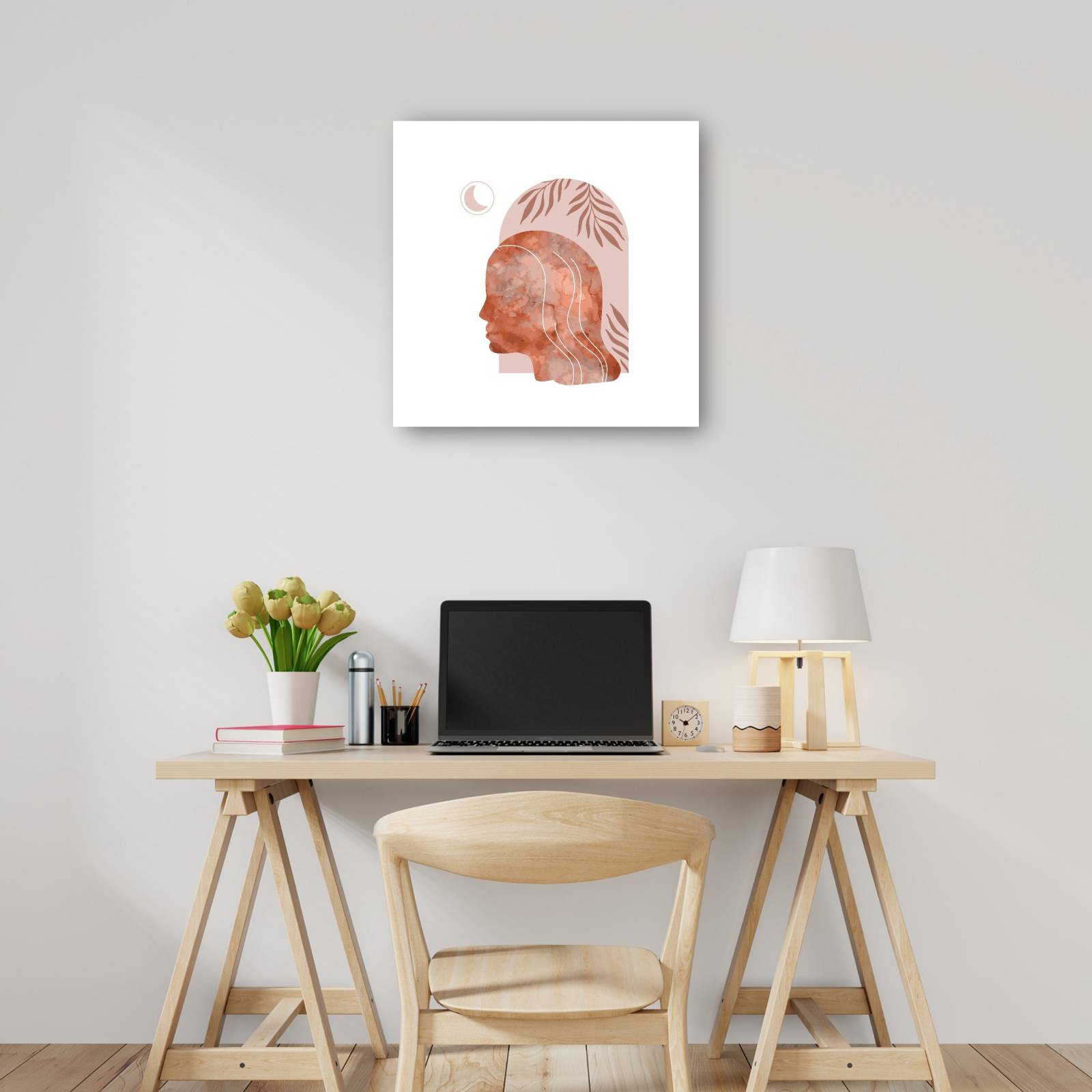 Cuadro Decorativo   Elementos espirituales en rosa 56 cm x 56 cm