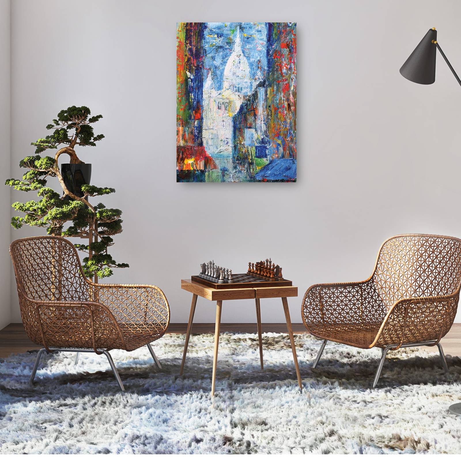 Cuadro Decorativo   Calle Montmartre de Paris en acrilico 81 cm x 109 cm