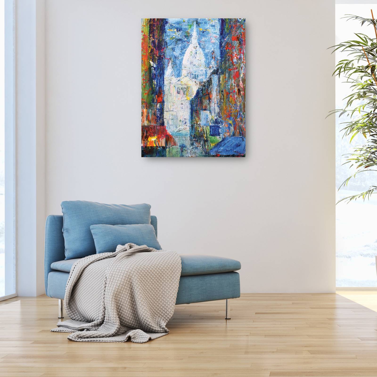 Cuadro Decorativo   Calle Montmartre de Paris en acrilico 81 cm x 109 cm