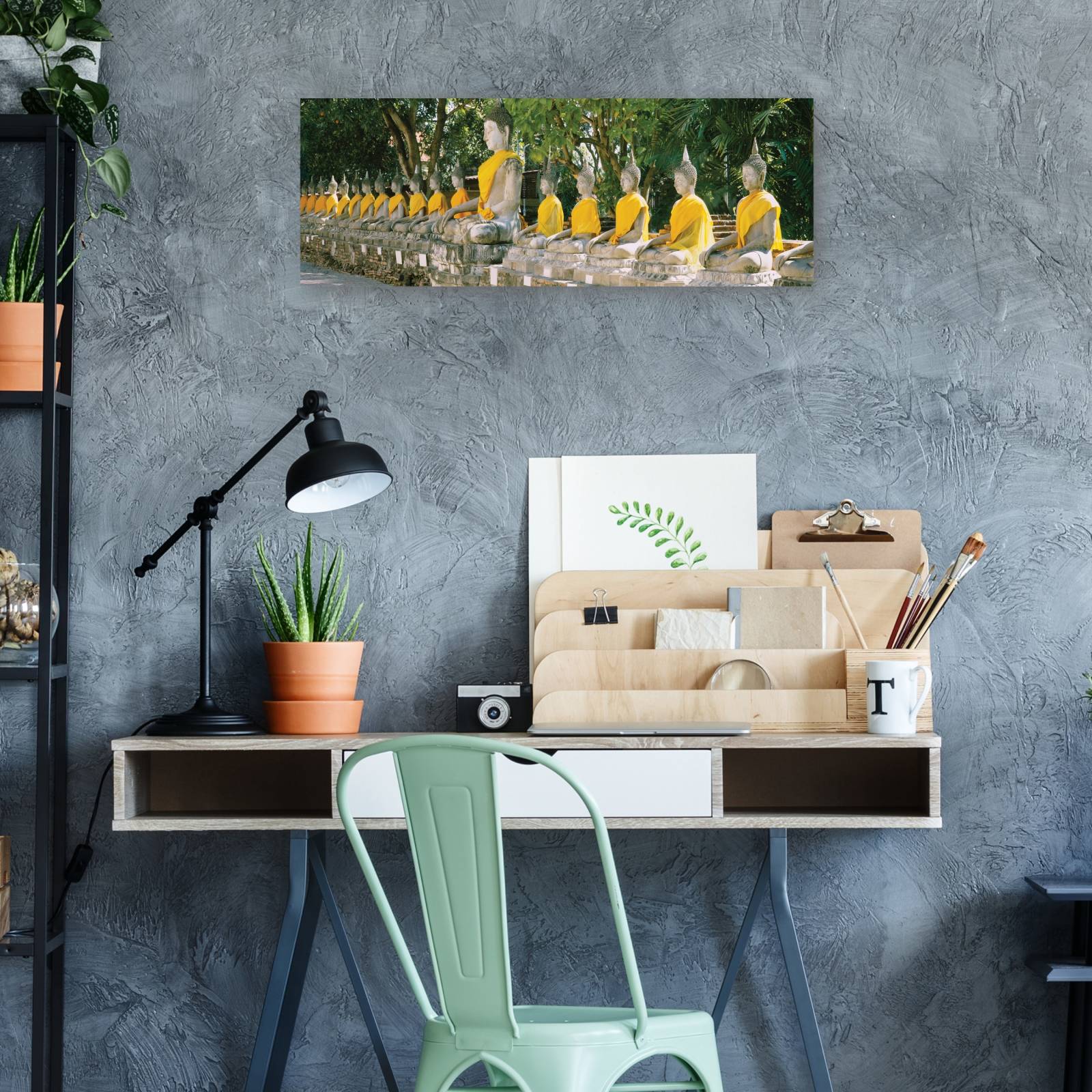 Cuadro Decorativo   Budas tailandeses 97 cm x 36 cm