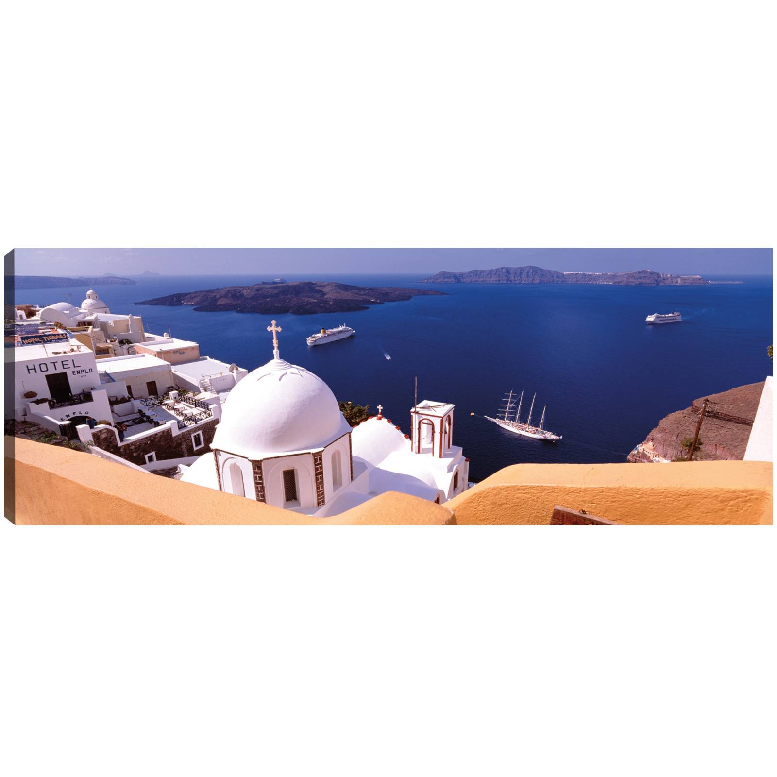 Cuadro Decorativo Santorini sobre el agua 127 cm x 46 cm