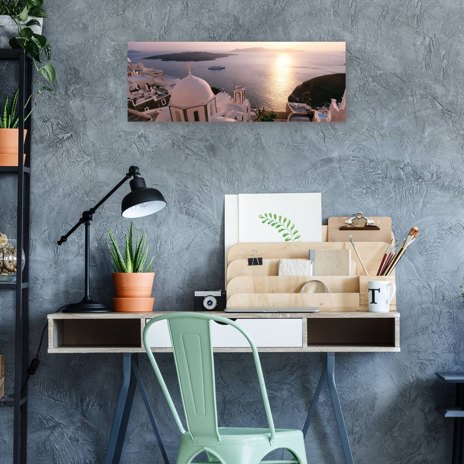 Cuadro Decorativo Mirador de Santorini 152 cm x 56 cm