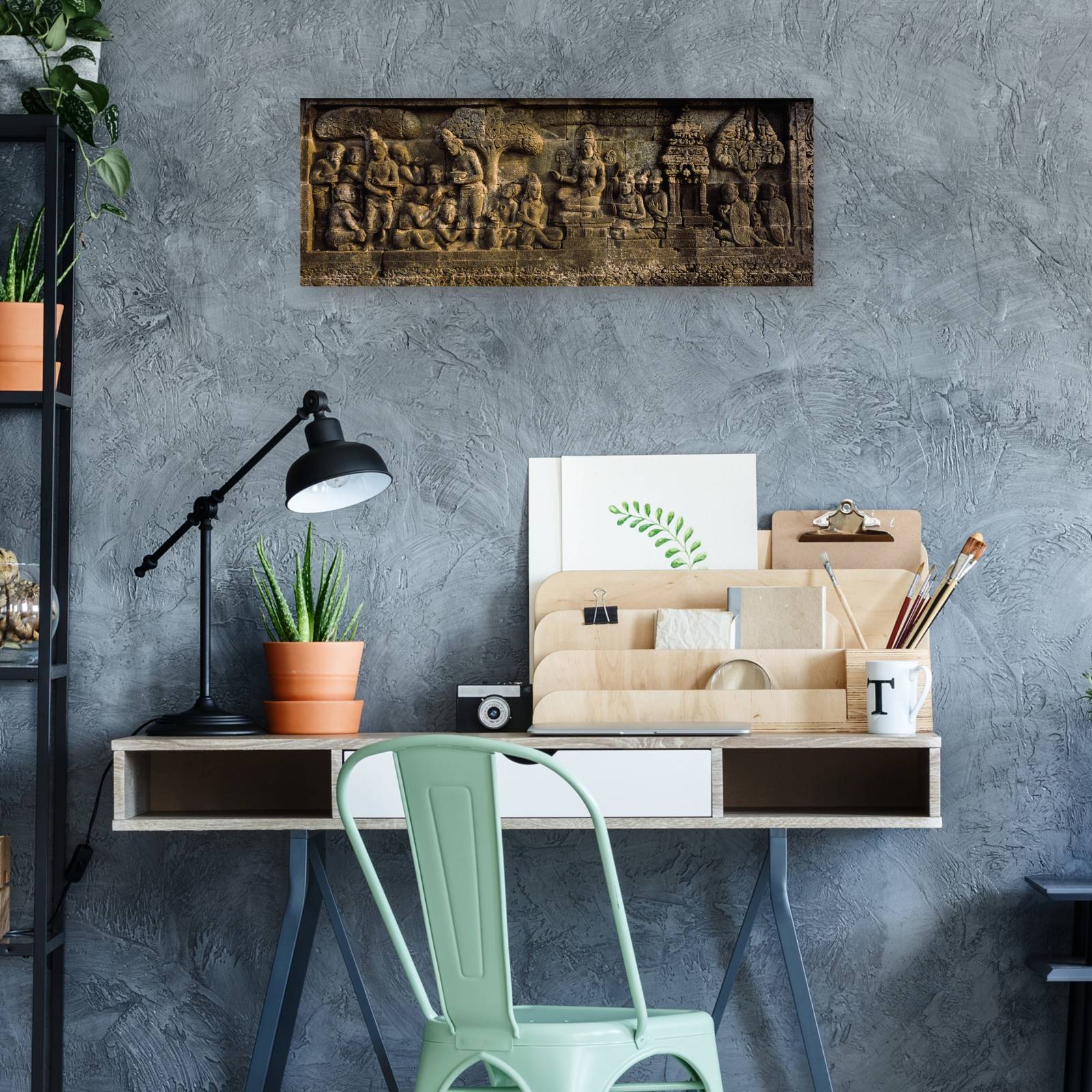 Cuadro Decorativo Tallas de templos de Indonesia 97 cm x 36 cm