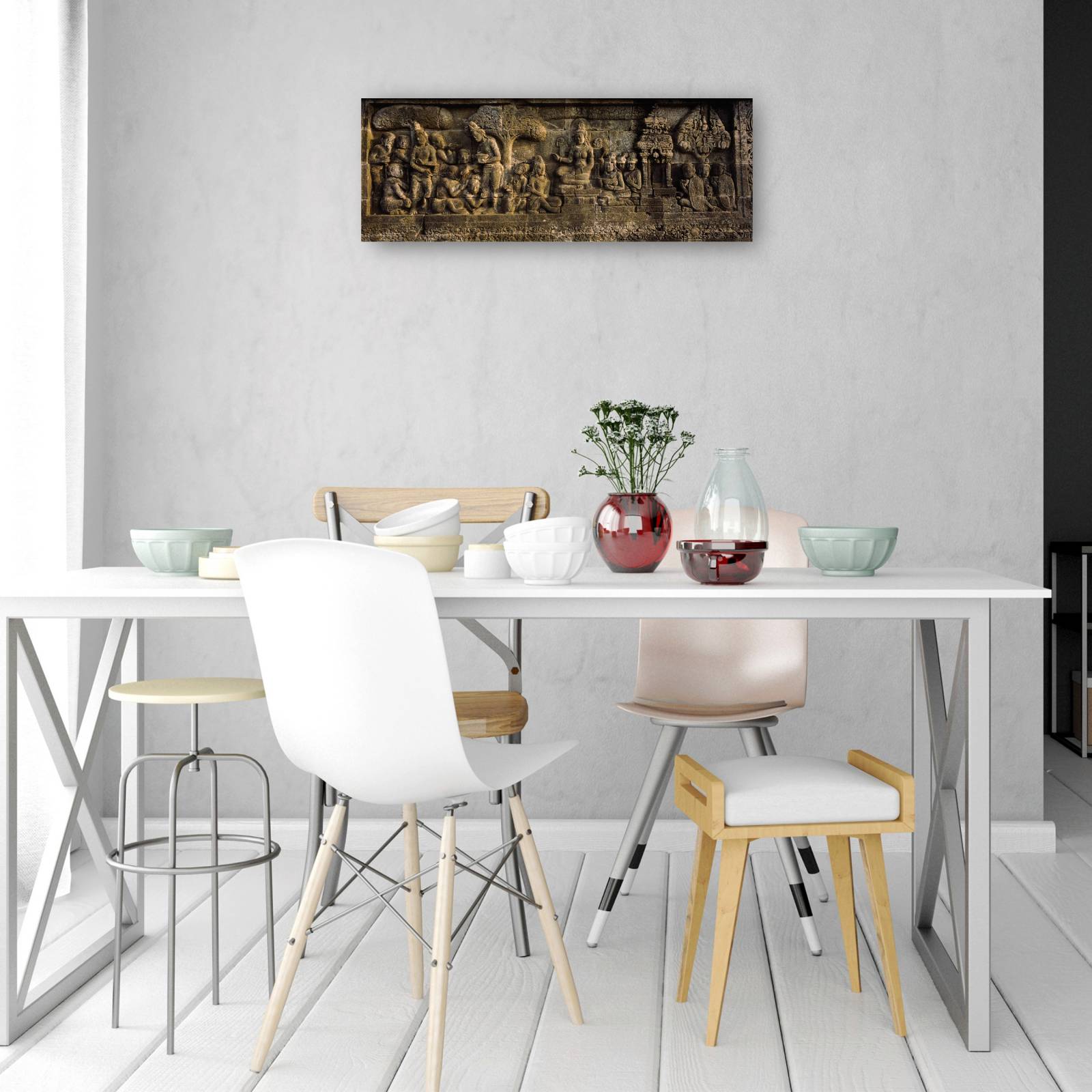 Cuadro Decorativo Tallas de templos de Indonesia 97 cm x 36 cm