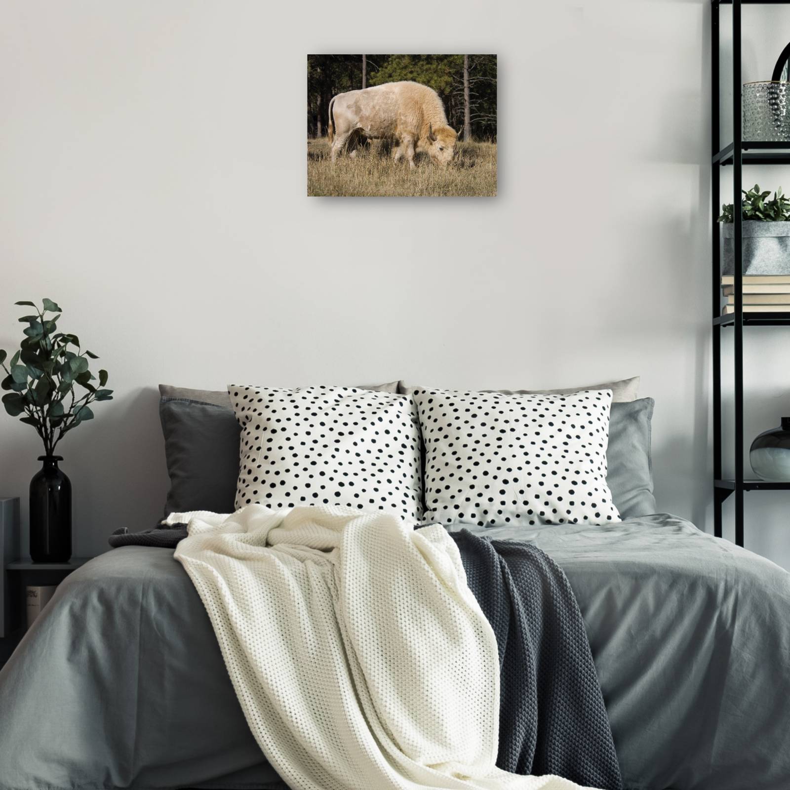 Cuadro Decorativo Bisonte blanco mistico 81 cm x 61 cm