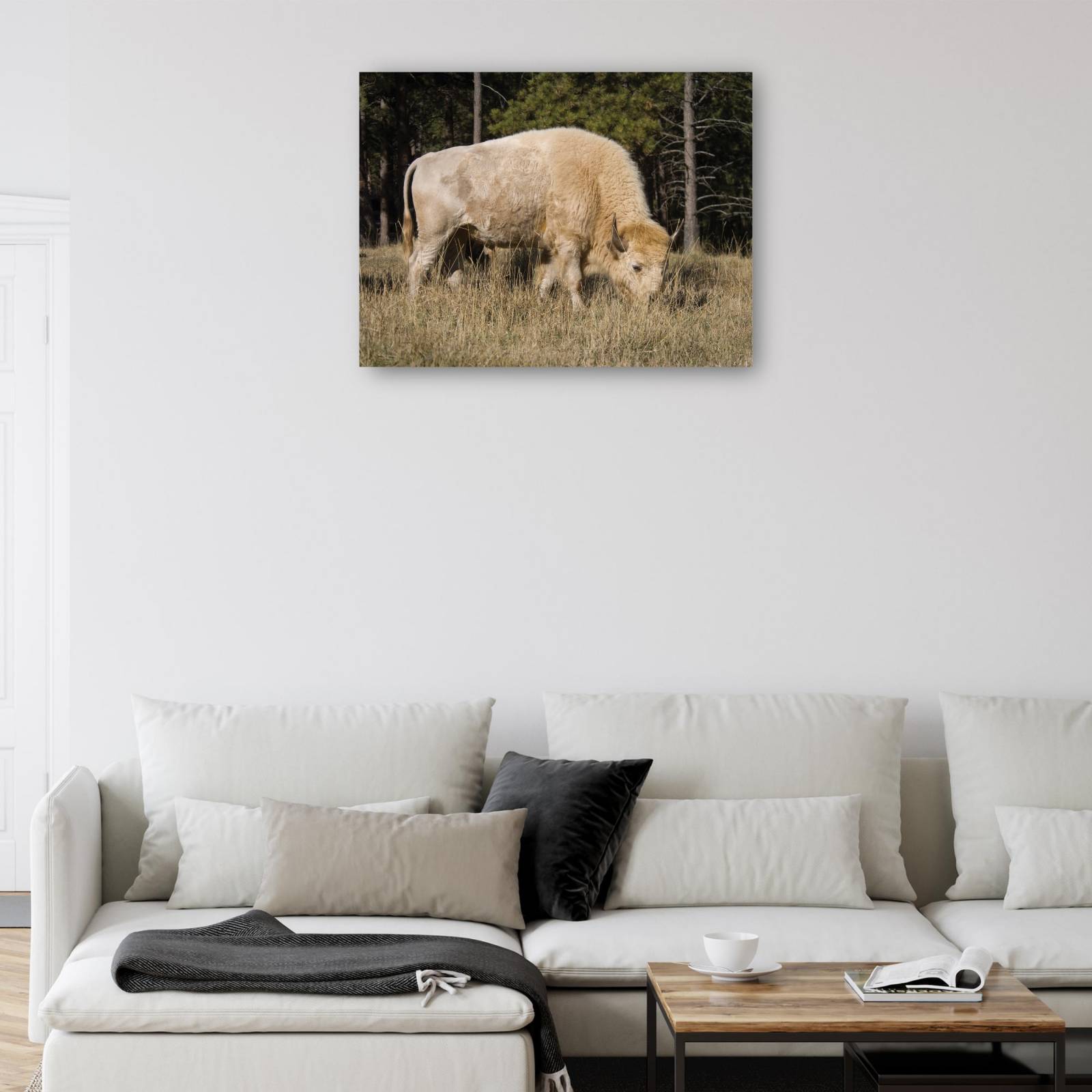 Cuadro Decorativo Bisonte blanco mistico 81 cm x 61 cm