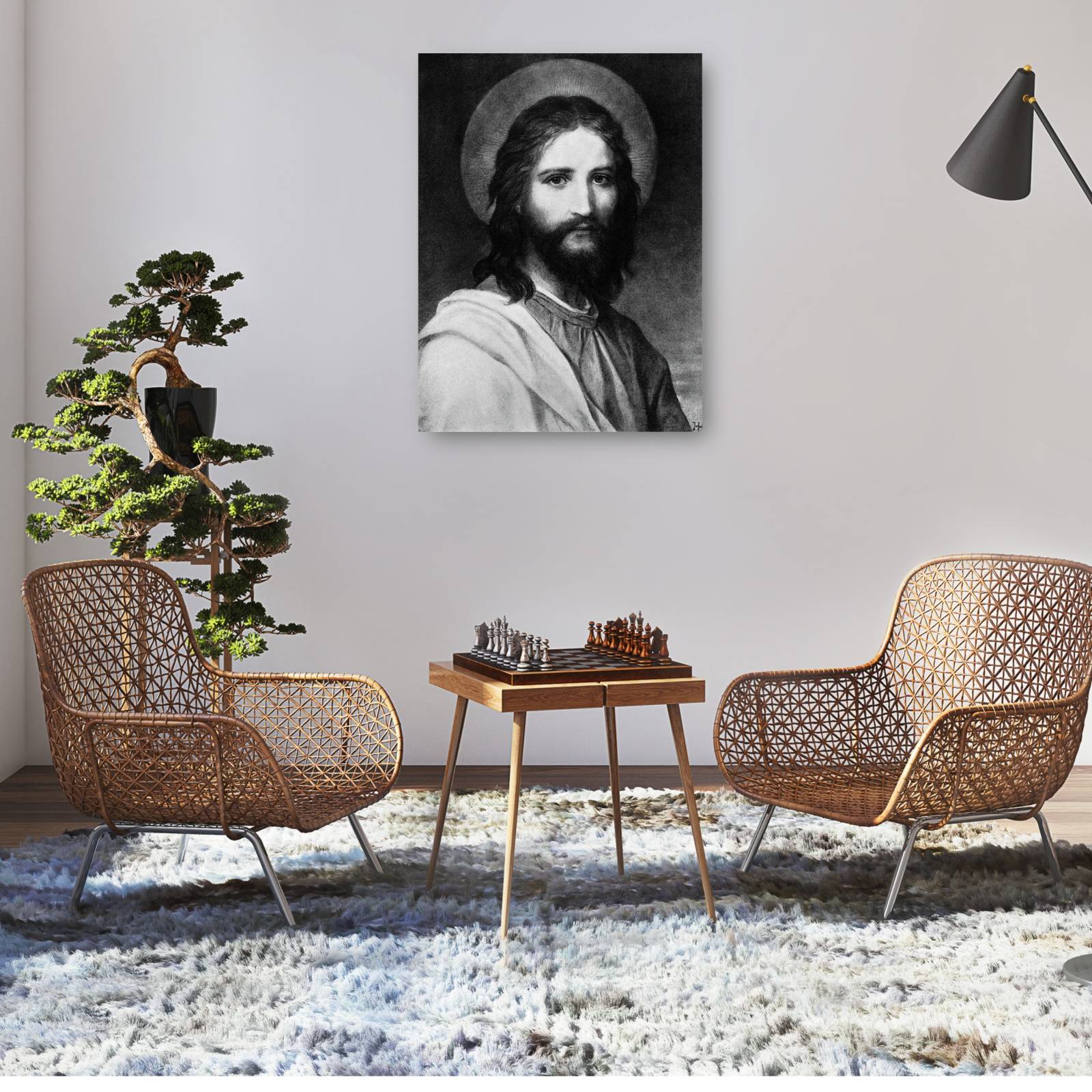 Cuadro Decorativo   Retrato de Jesus Halo 61 cm x 81 cm