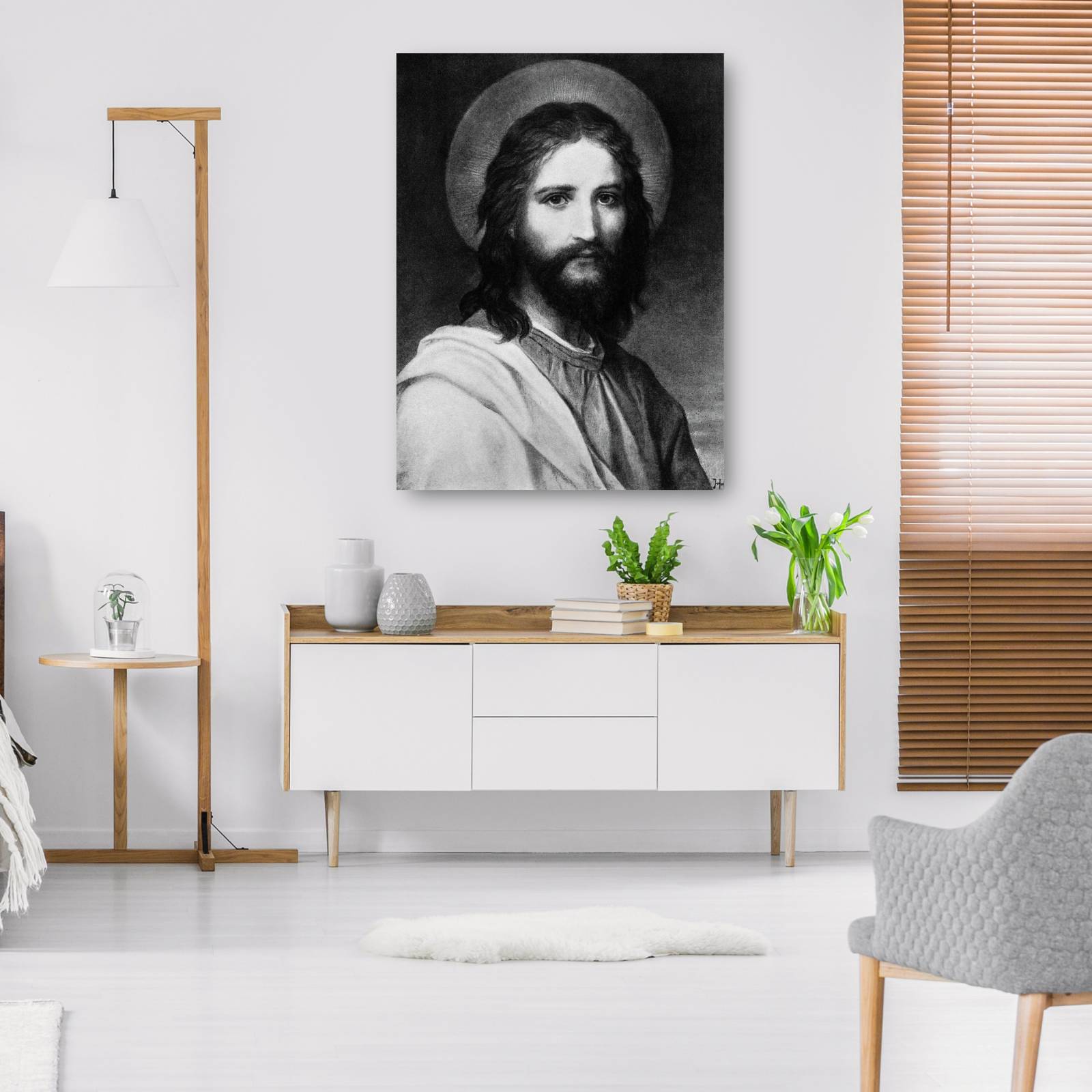 Cuadro Decorativo   Retrato de Jesus Halo 107 cm x 142 cm