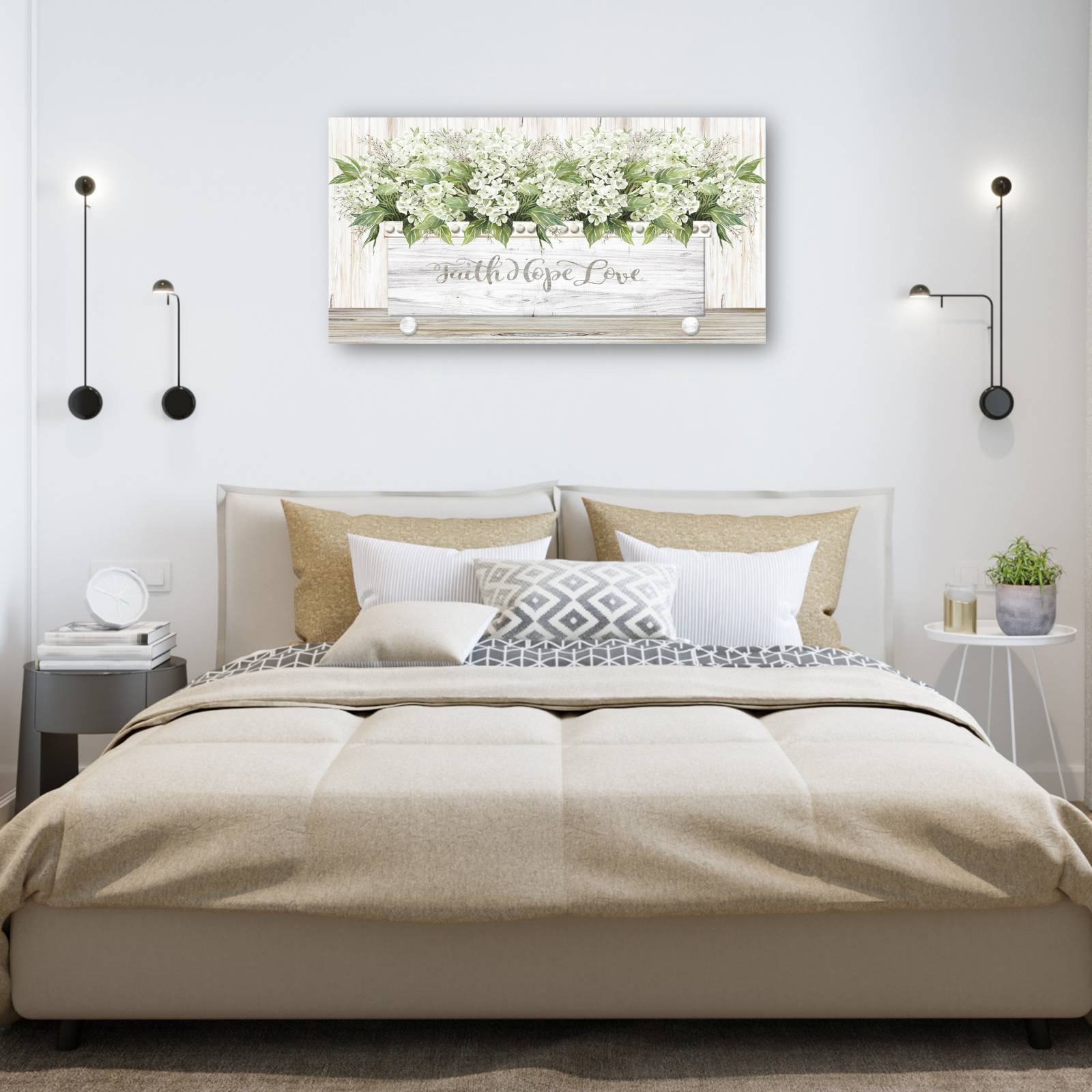 Cuadro Decorativo   Fe Esperanza Amor Caja de Madera 142 cm x 74 cm