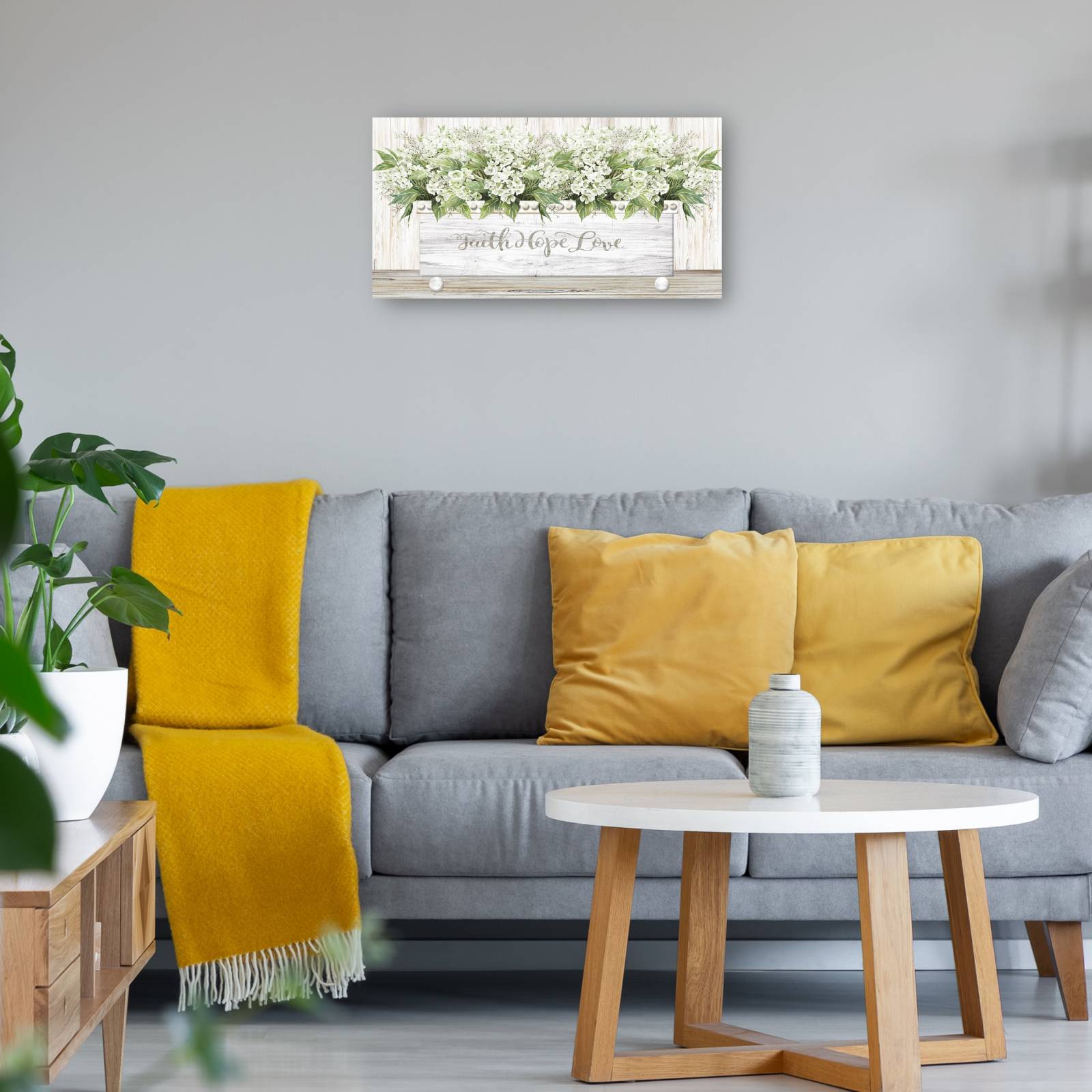 Cuadro Decorativo   Fe Esperanza Amor Caja de Madera 142 cm x 74 cm