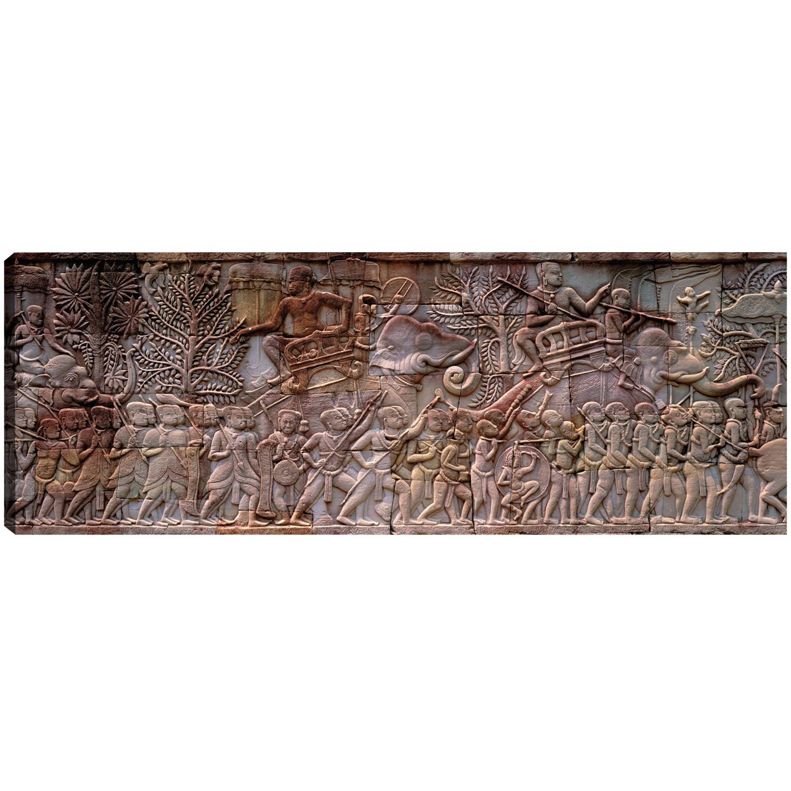 Cuadro Decorativo   Bajorrelieve Camboya 97 cm x 36 cm