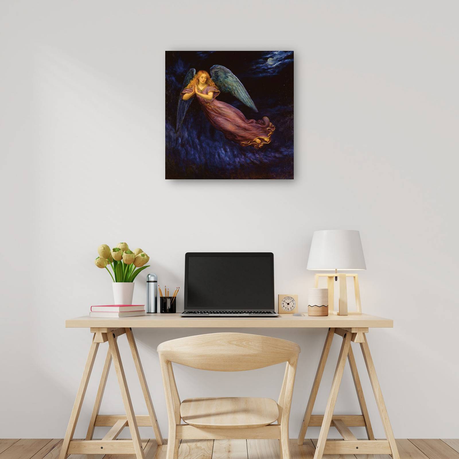 Cuadro Decorativo | Buenas noches ángel | Edgar Jerins | 122X122 Cm | Arte Religión | Impresión en Lienzo | Fine Art TJ