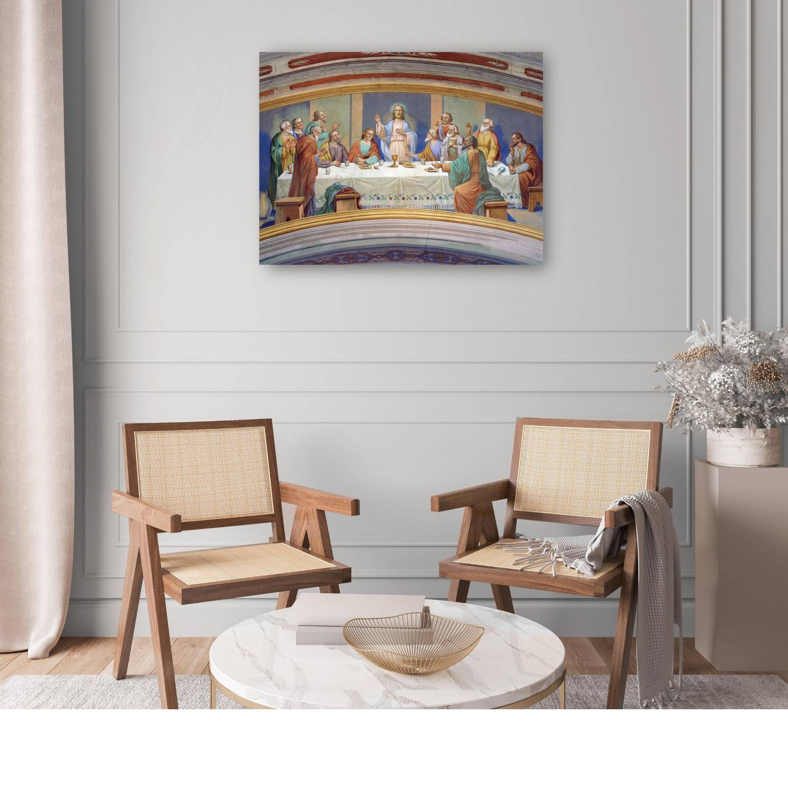 Cuadro Decorativo   Fresco de la iglesia de la ultima cena 109 cm x 81 cm