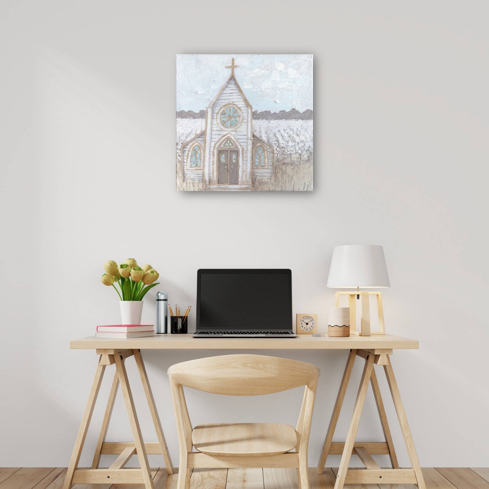 Cuadro Decorativo Granja Bosquejo Iglesia