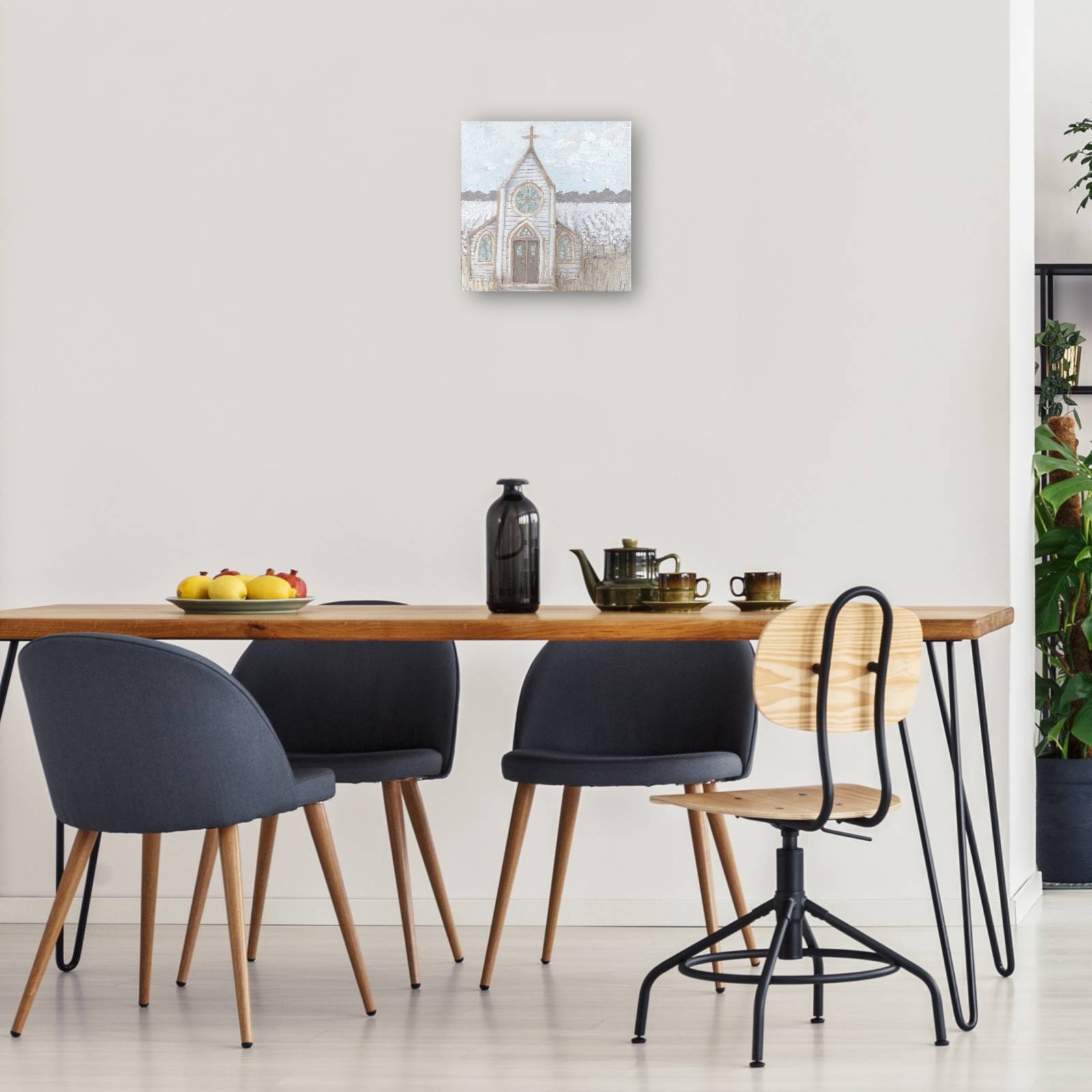 Cuadro Decorativo Granja Bosquejo Iglesia