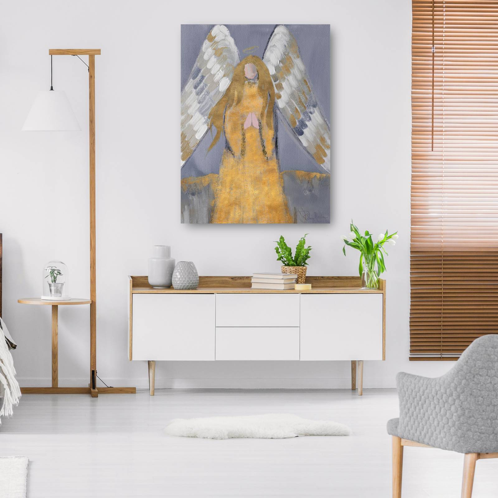 Cuadro Decorativo angel de oro y plata
