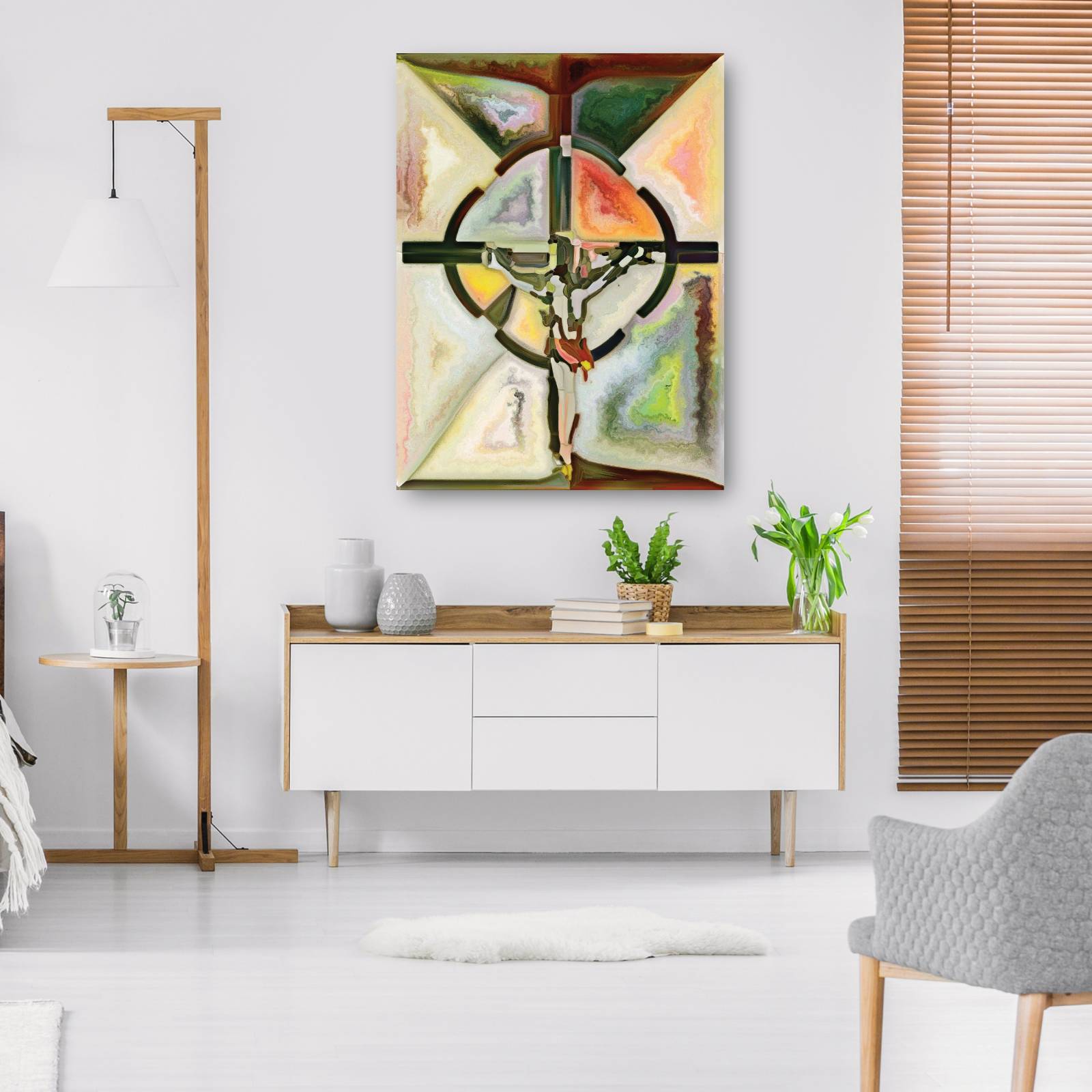 Cuadro Decorativo Cruz espiritual de vidrieras