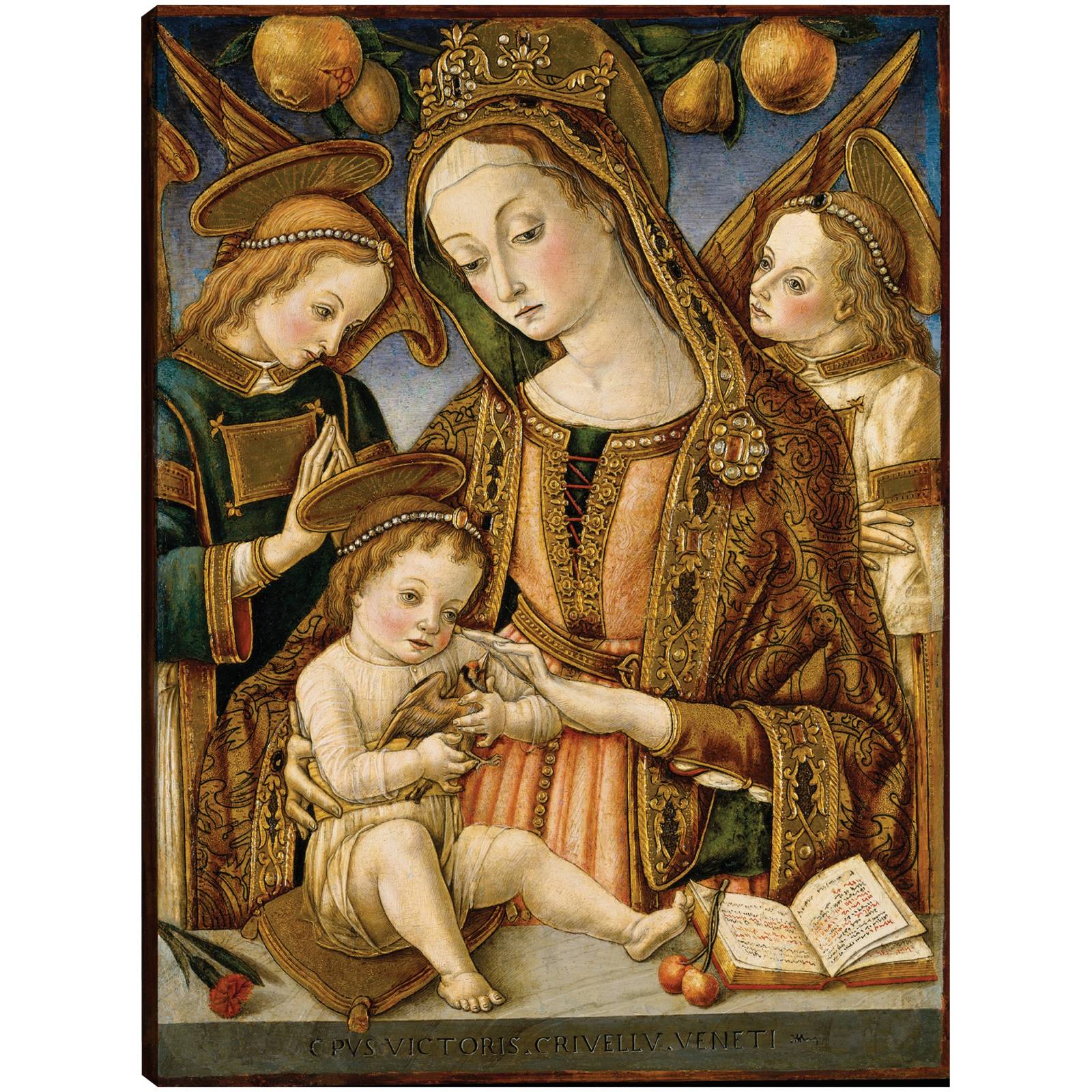 Cuadro Decorativo virgen y el nino y dos angeles