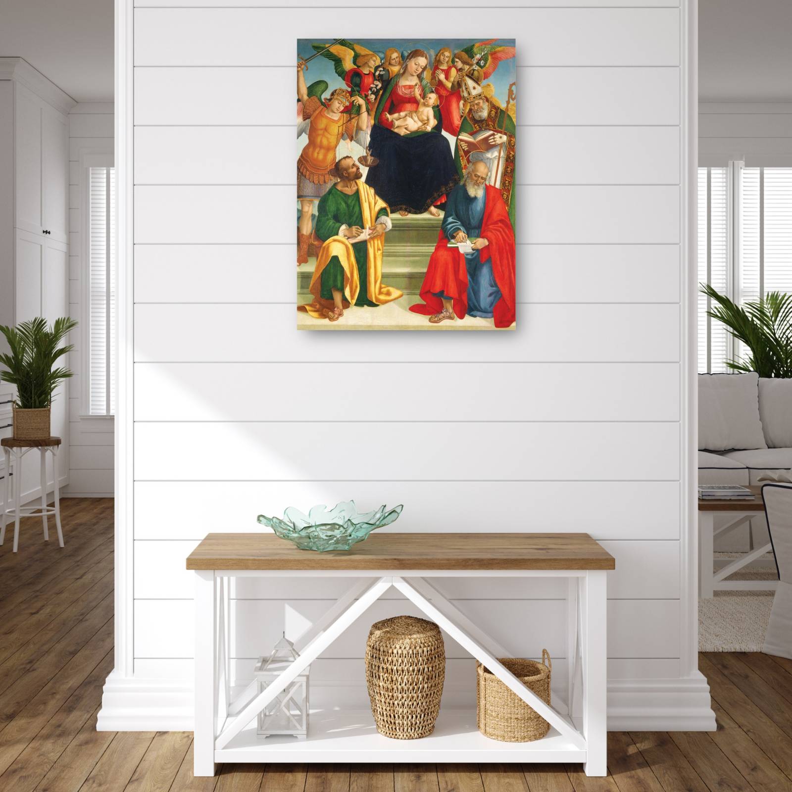 Cuadro Decorativo Madonna y el nino con santos y angeles