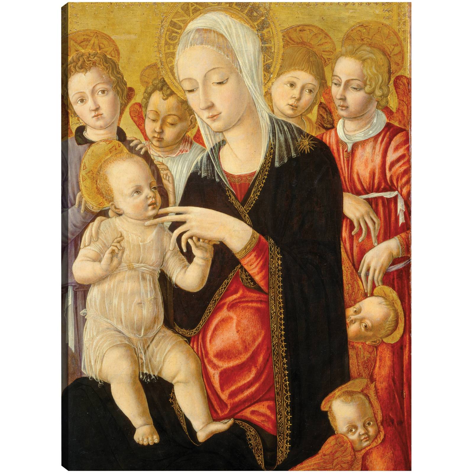 Cuadro Decorativo Virgen y el Nino con angeles y querubines