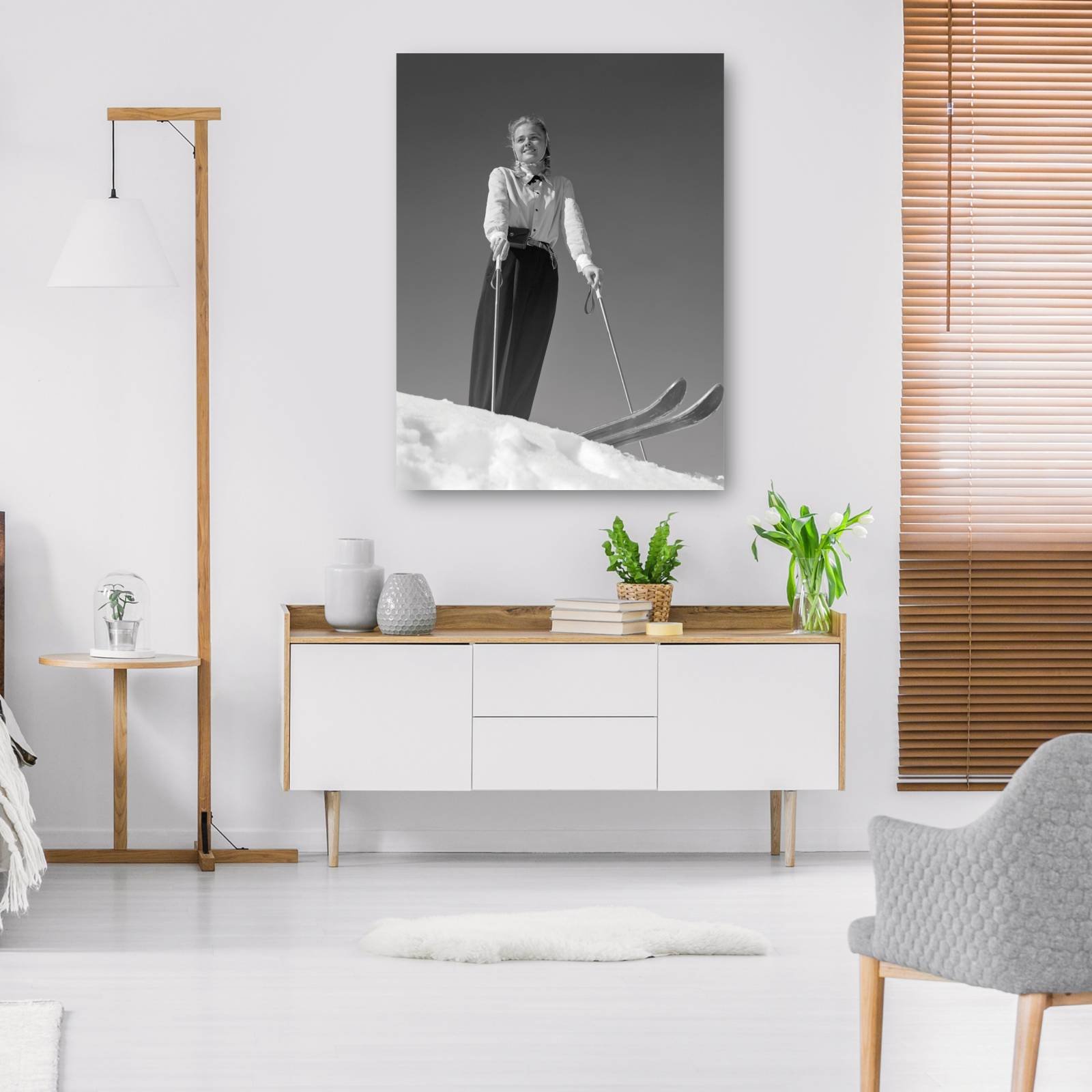 Cuadro Decorativo Happy Blonde Ski Hill