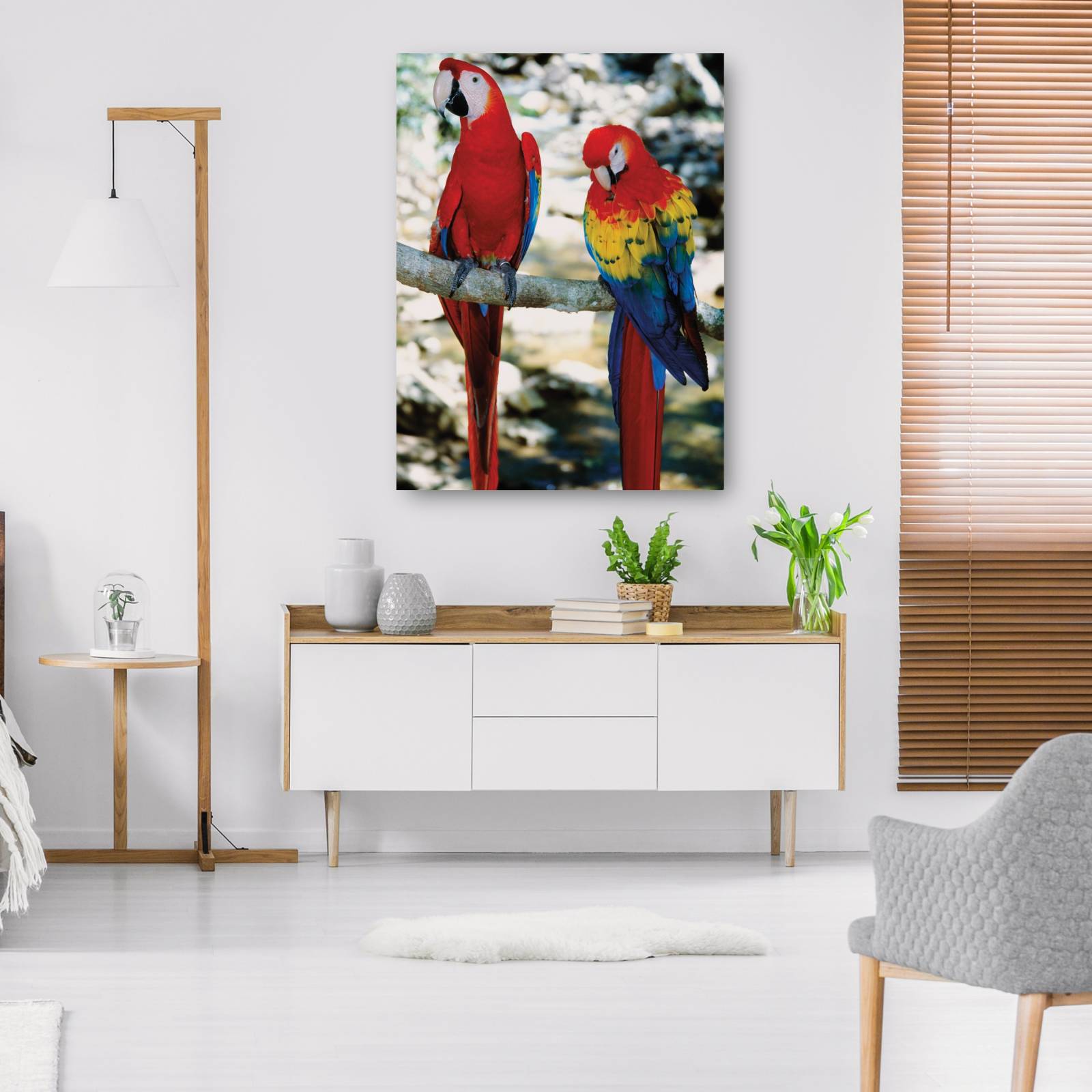 Cuadro Decorativo Guacamayas rojas tropicales
