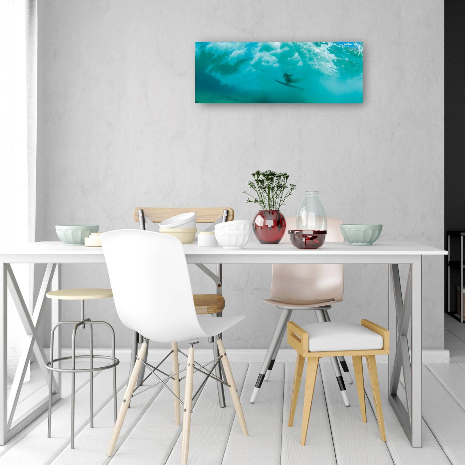 Cuadro Decorativo Teal Wave Surfer Chica