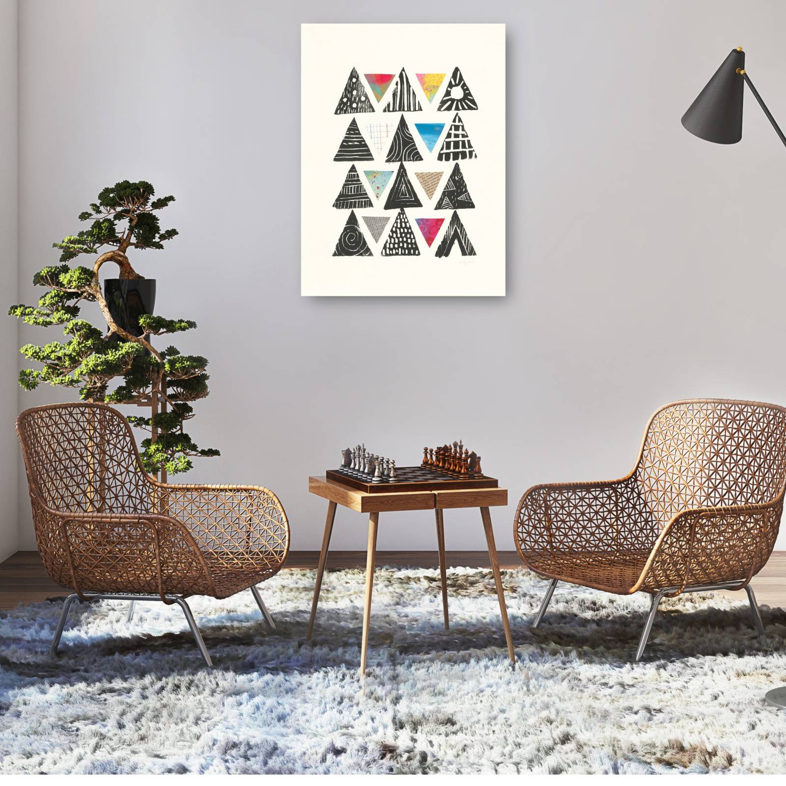 cuadro decorativo  Triángulos con borde