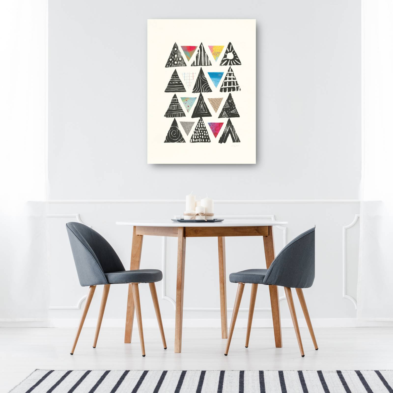 cuadro decorativo  Triángulos con borde