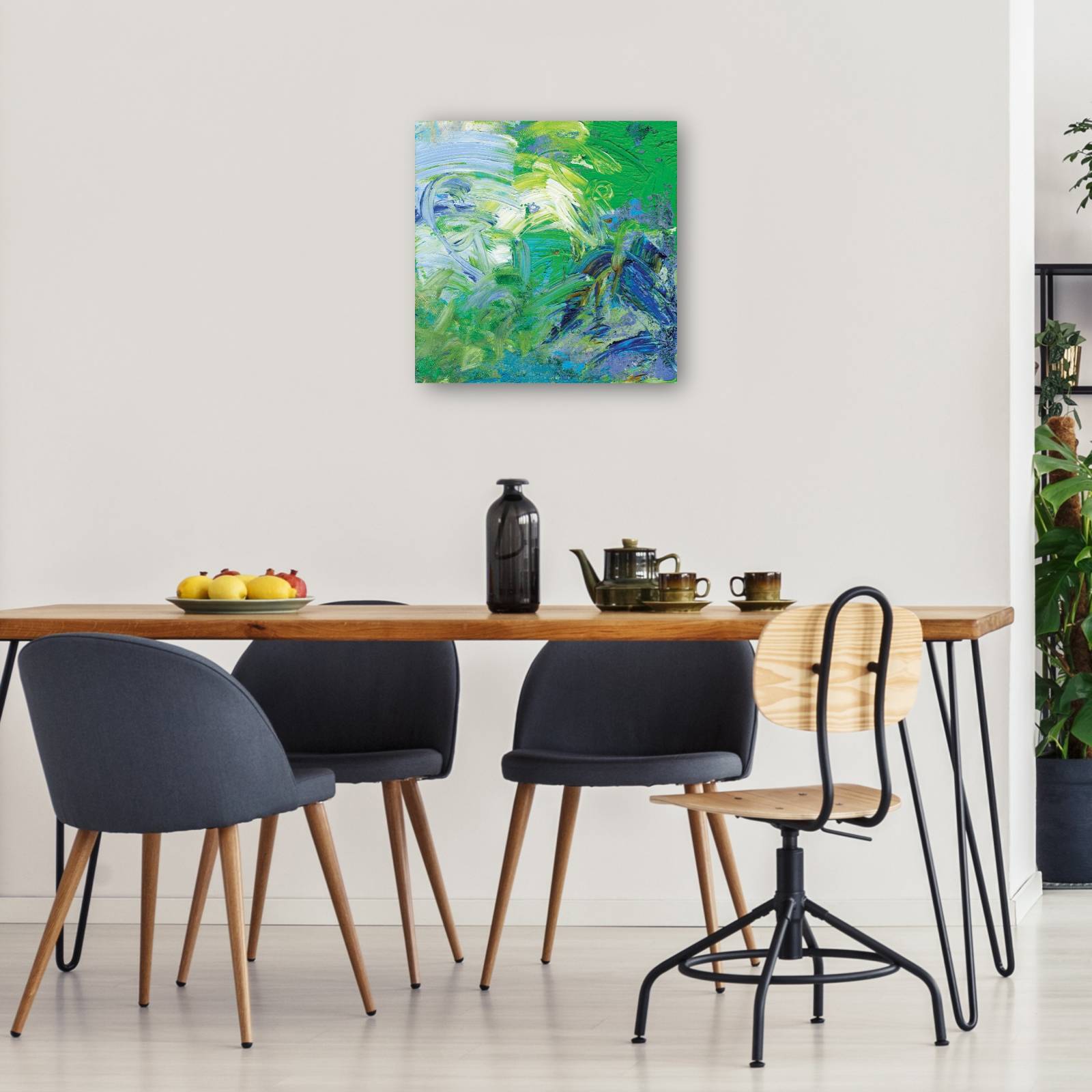 cuadro decorativo  Verde sobre verde sobre azul