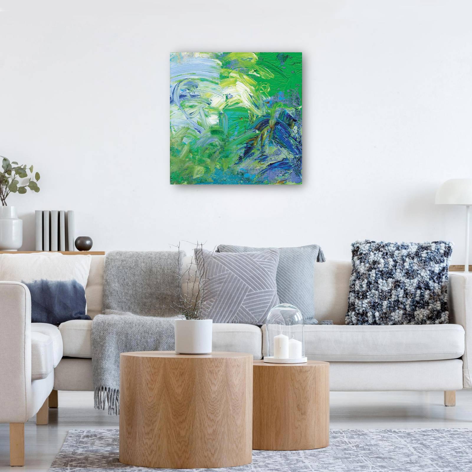 cuadro decorativo  Verde sobre verde sobre azul