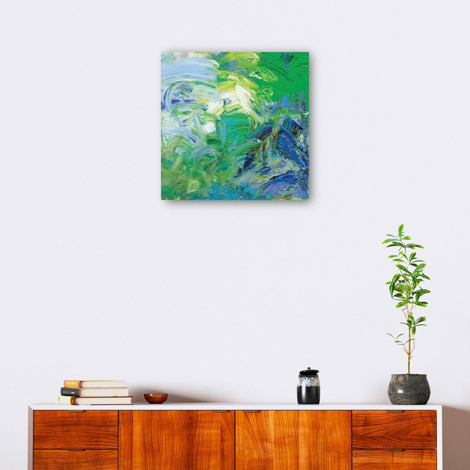 cuadro decorativo  Verde sobre verde sobre azul