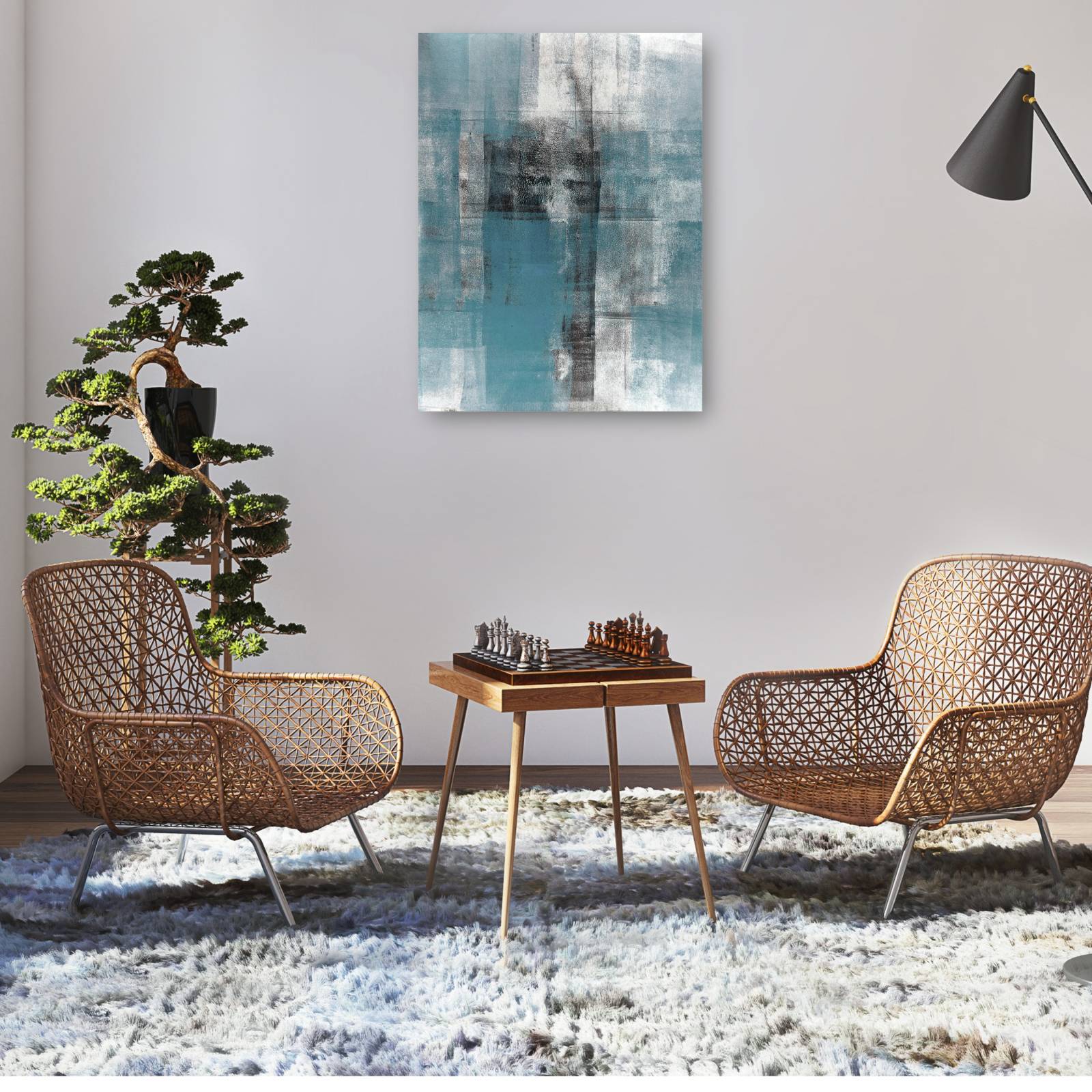 cuadro decorativo  Entró en un poco de azul