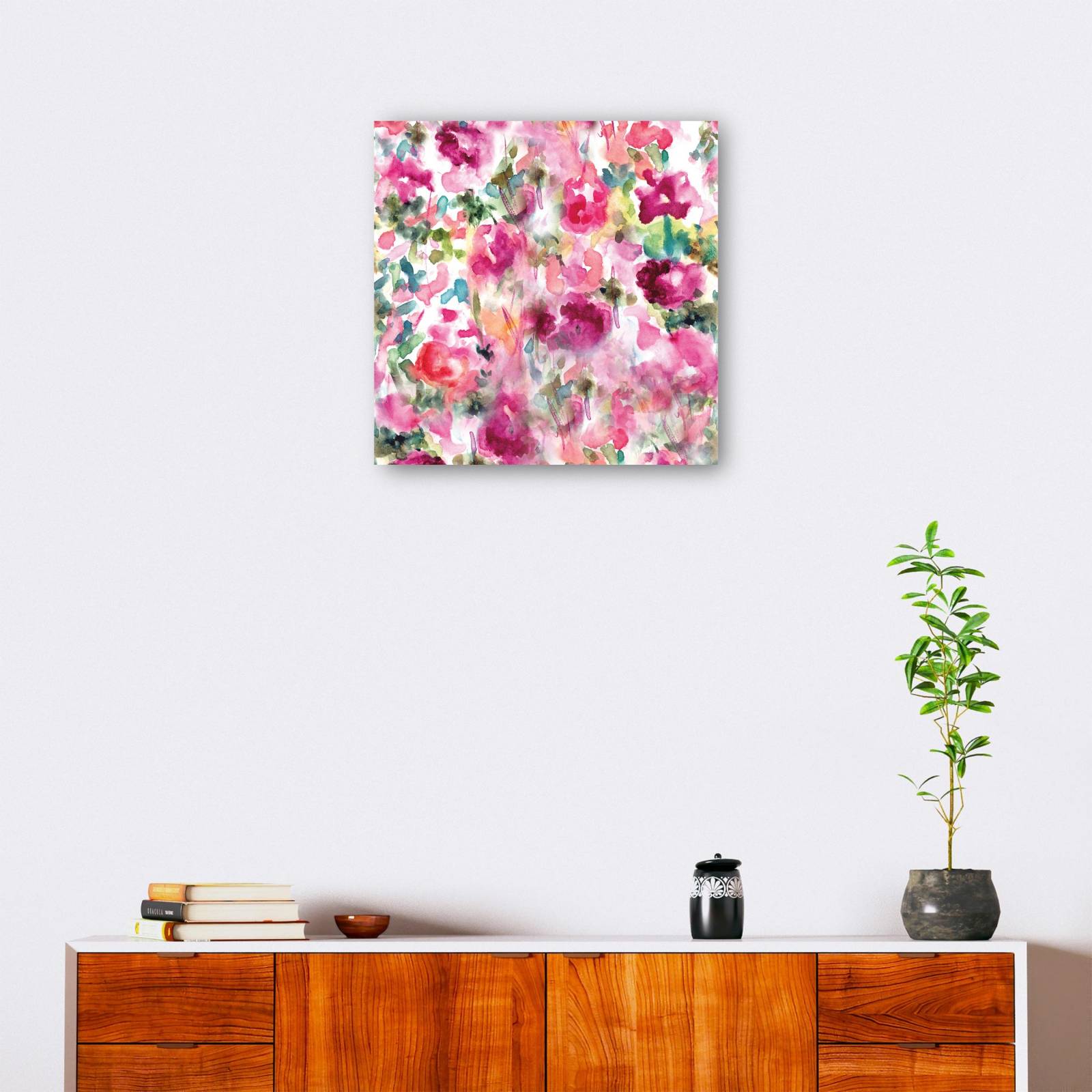 cuadro decorativo  Jardín rosado lluvioso