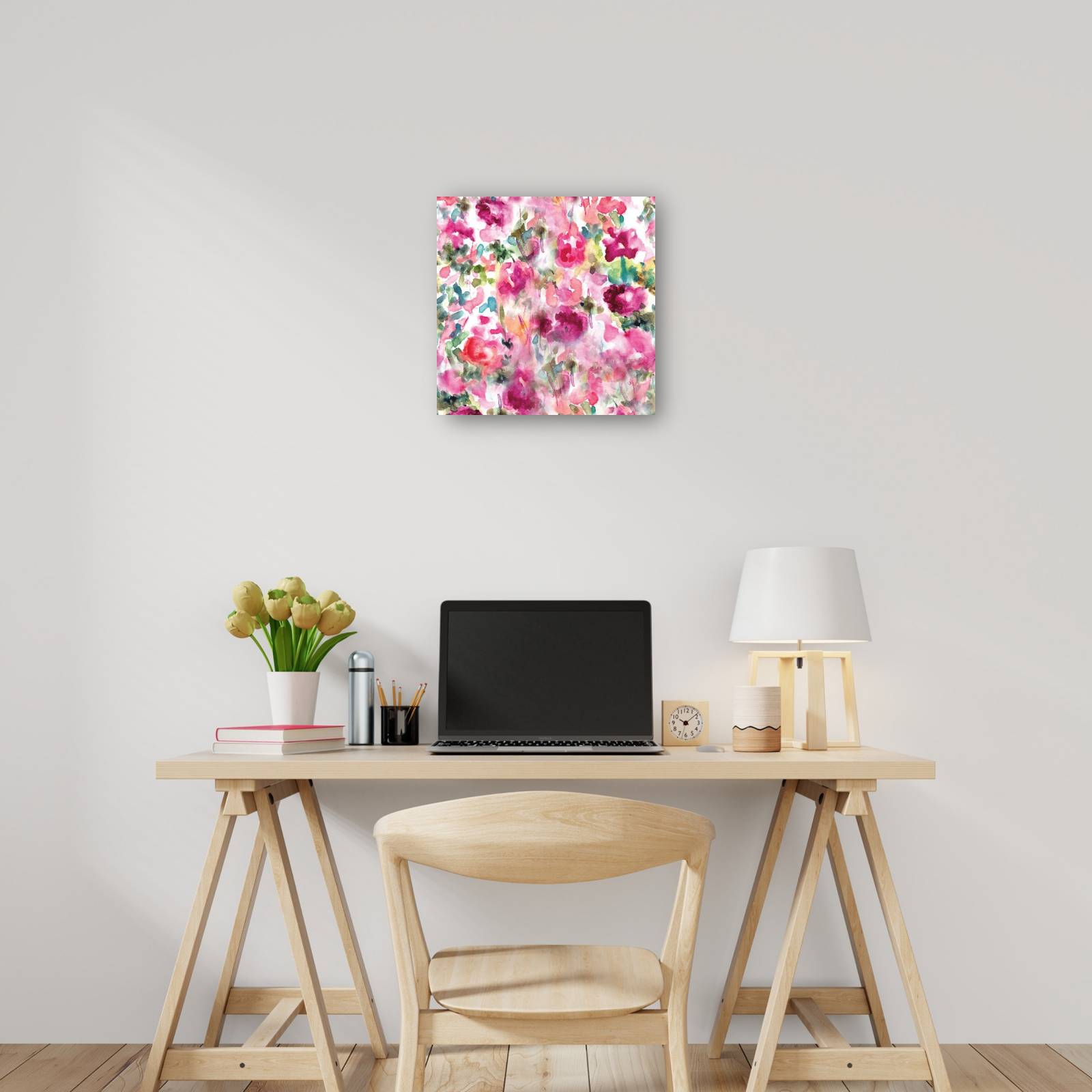 cuadro decorativo  Jardín rosado lluvioso