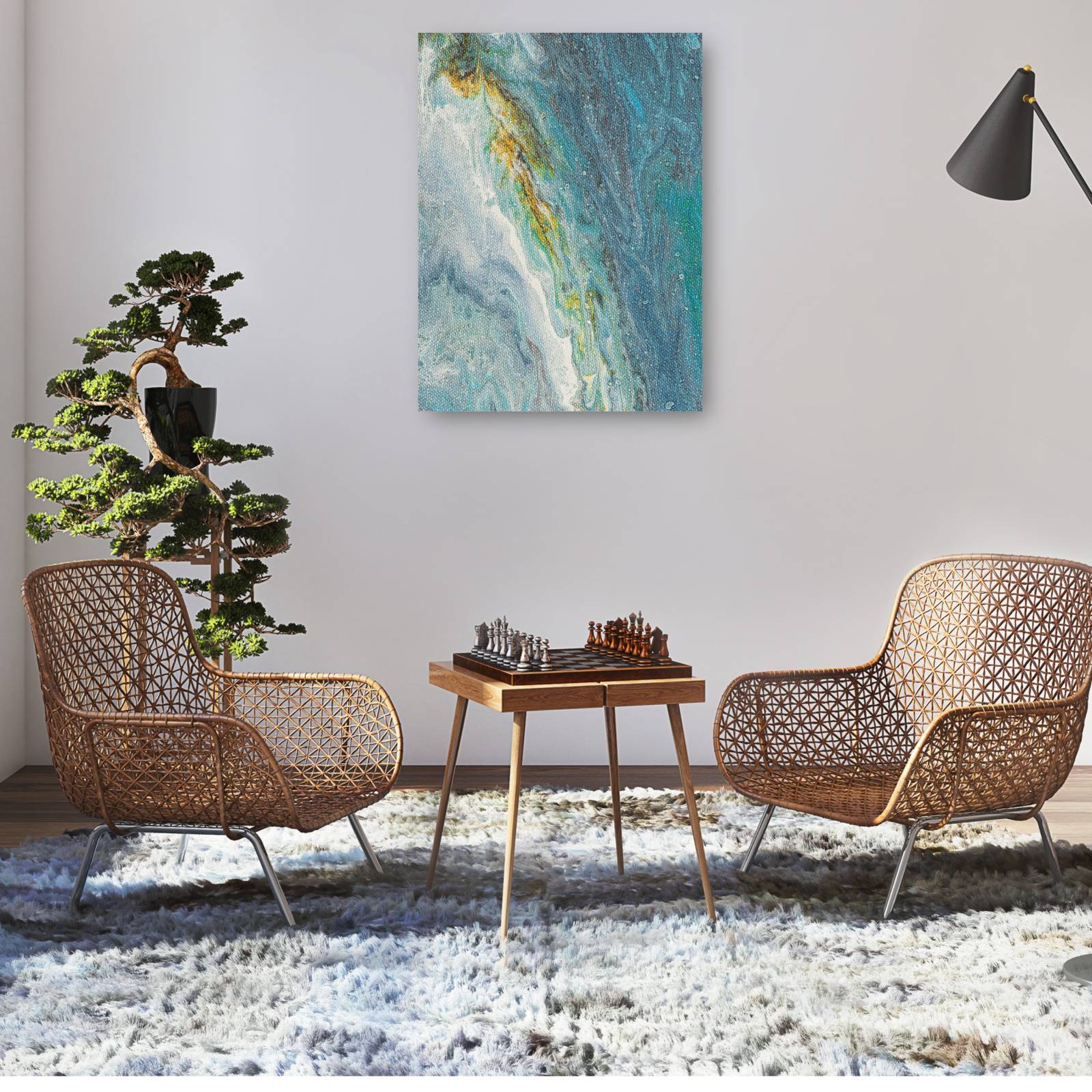 cuadro decorativo  Canica azul grande