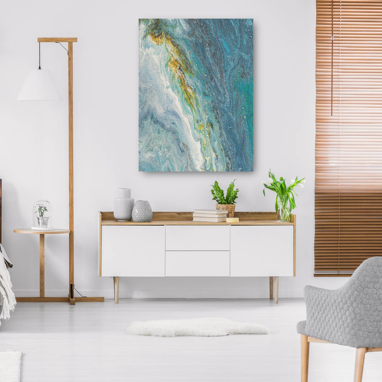 cuadro decorativo  Canica azul grande