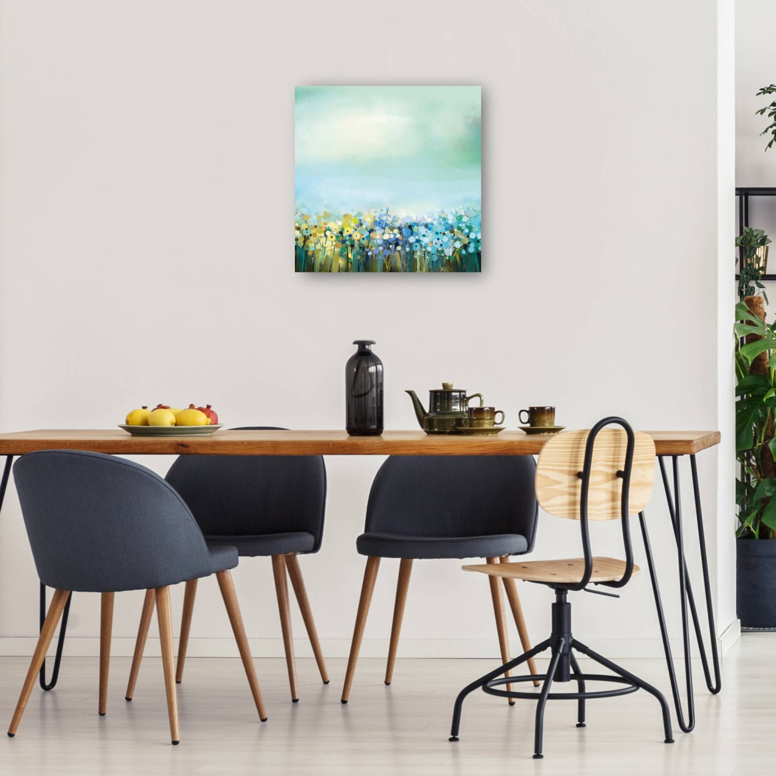 cuadro decorativo  Danza de la margarita azul dichosa