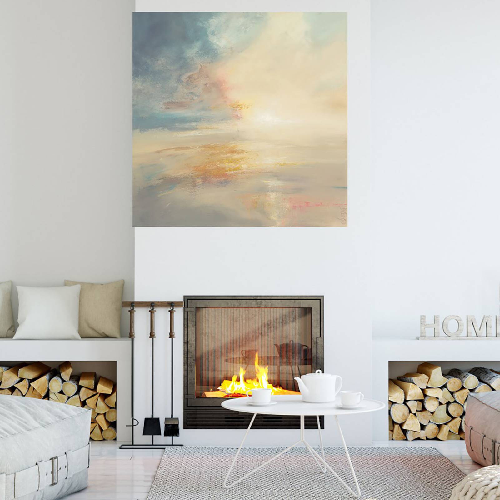 Cuadro Decorativo - Amanecer - Dina D'Argo - 94X94 cm - Arte Paisaje - Impresión en Lienzo - Fine Art TJ